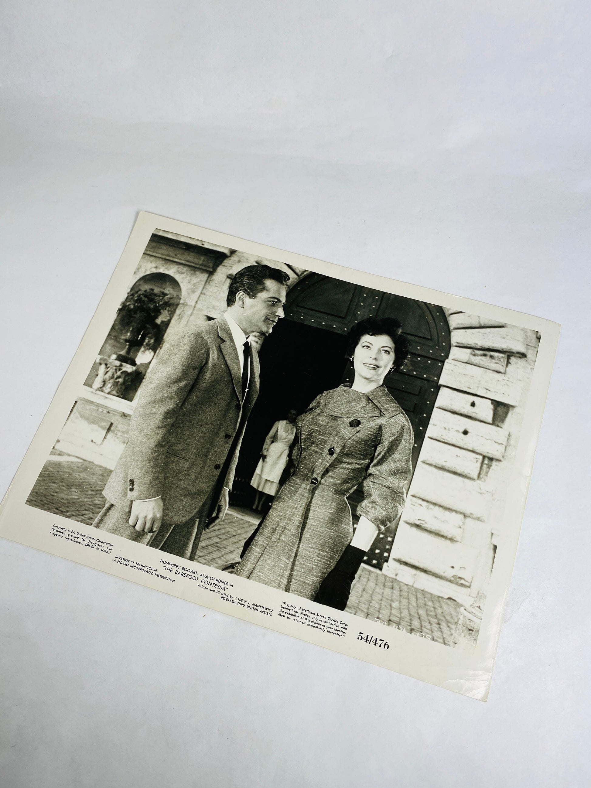 Humphrey Bogart Ava Gardner lobby card circa 1954 Original Barefoot Contessa photograph collectible Joseph L Mankiewicz art decor