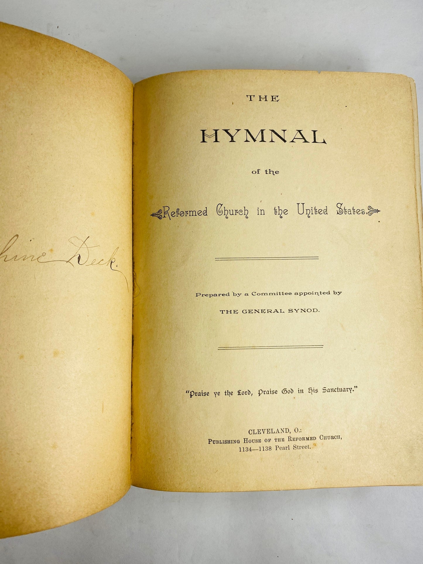 1890 Post Civil War Christianity vintage hymnal book Antique Reformed church Cleveland Ohio