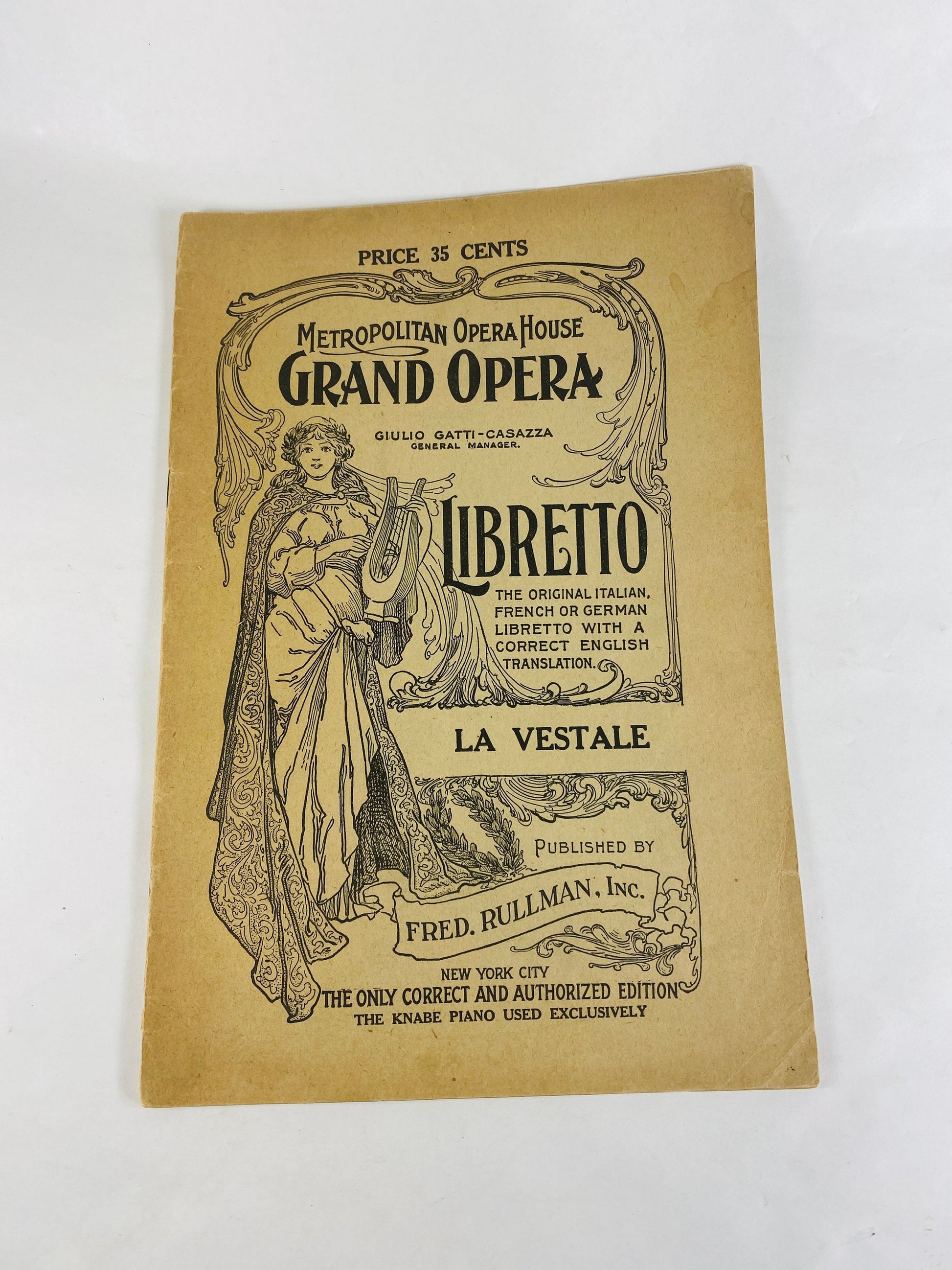 1910 Metropolitan Grand Opera House New York City, NY. OFFICIAL lot of 5 libretto program booklets. Marouf Aida Man Without a Country Mignon