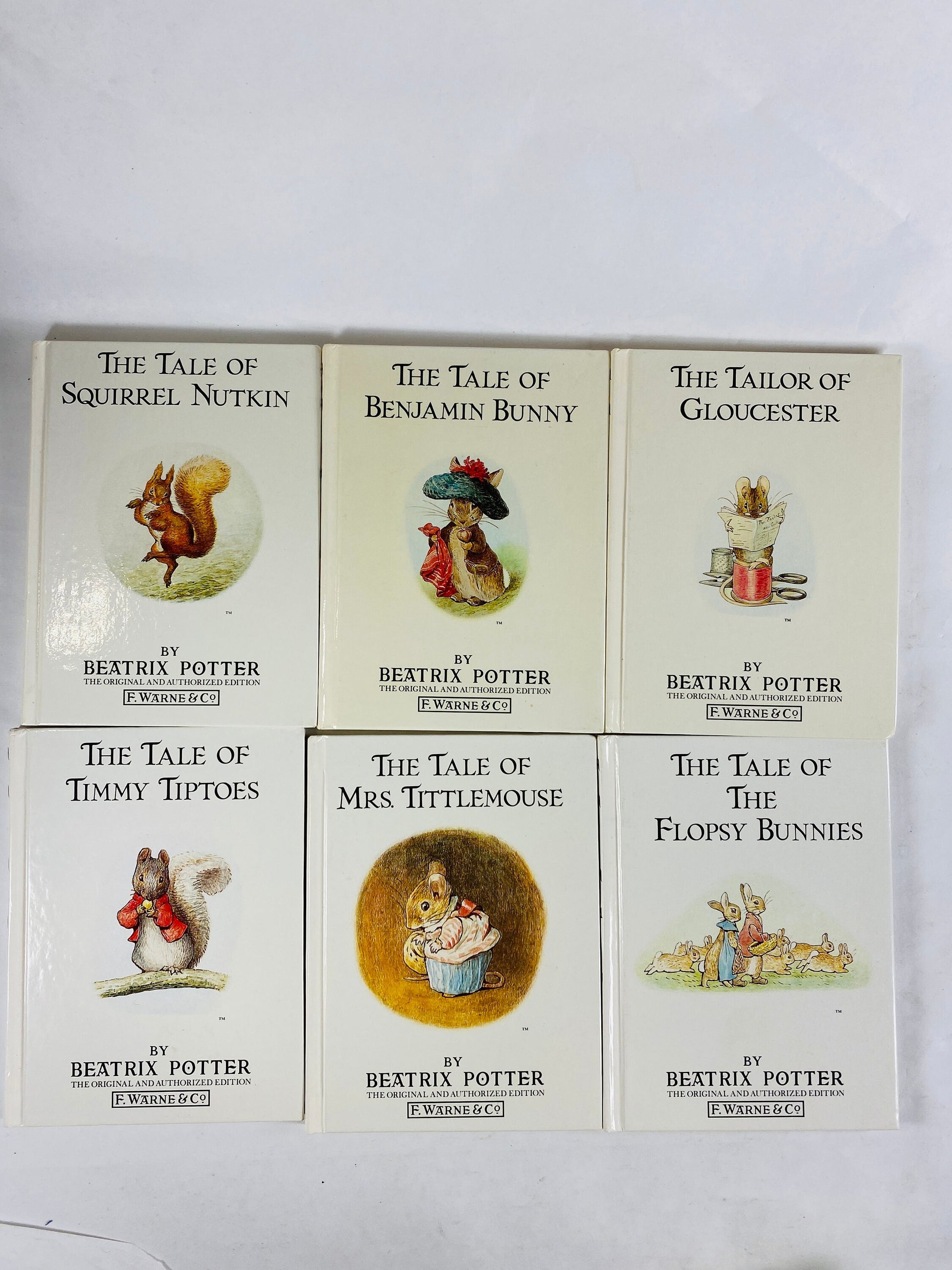 1989 Beatrix Potter Peter Rabbit vintage F Warne small miniature books Flopsy Bunnies Select any volume! Nursery white bookshelf decor gift