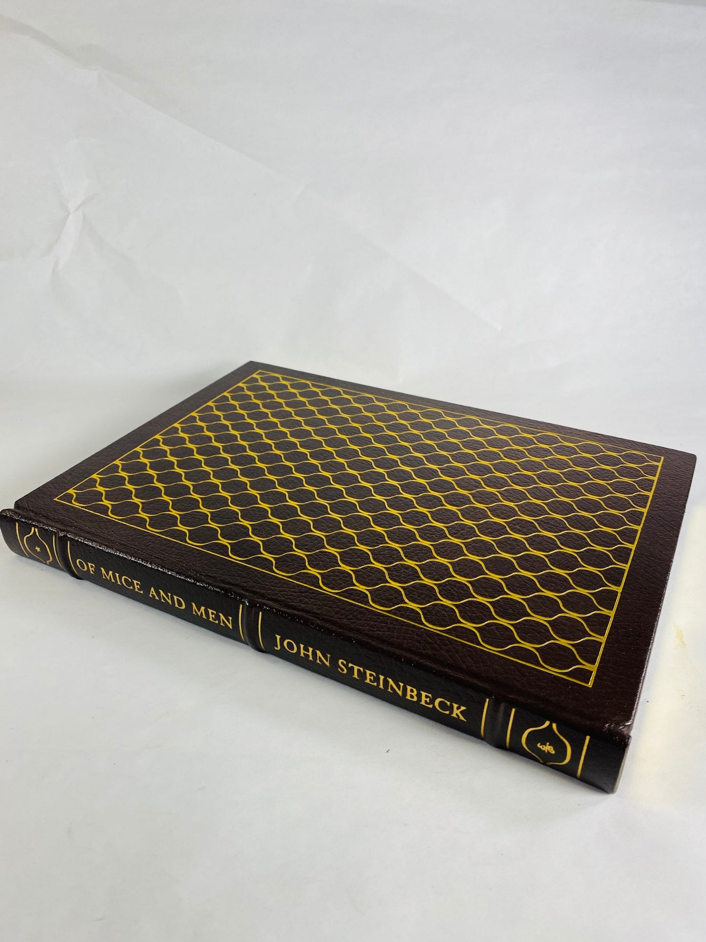 Of Mice and Men John Steinbeck BEAUTIFUL vintage leather bound Easton Press book circa 1977 Pulitzer Prize black & gold home decor