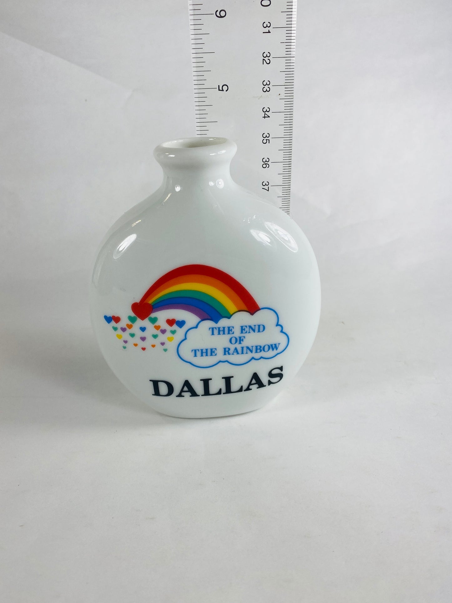 Vintage rainbow vase circa 1980 Dallas Texas Papel hand decorated Made in the USA Retro decor & nostalgia LGBTQ. New dorm home gift