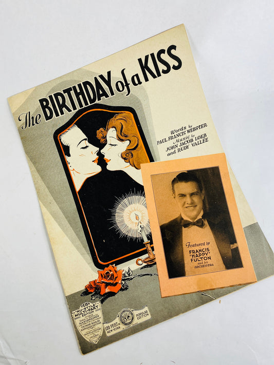 1931 vintage Birthday of a Kiss sheet music Paul Francis Webster John Jacob Loeb Rudy Vallee Francis Happy Fulton