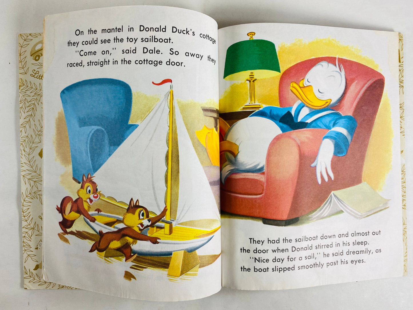 Donald Duck's Toy Sailboat vintage Little Golden Book circa 1990 Children's stories. Walt Disney lover gift Chipmunks.