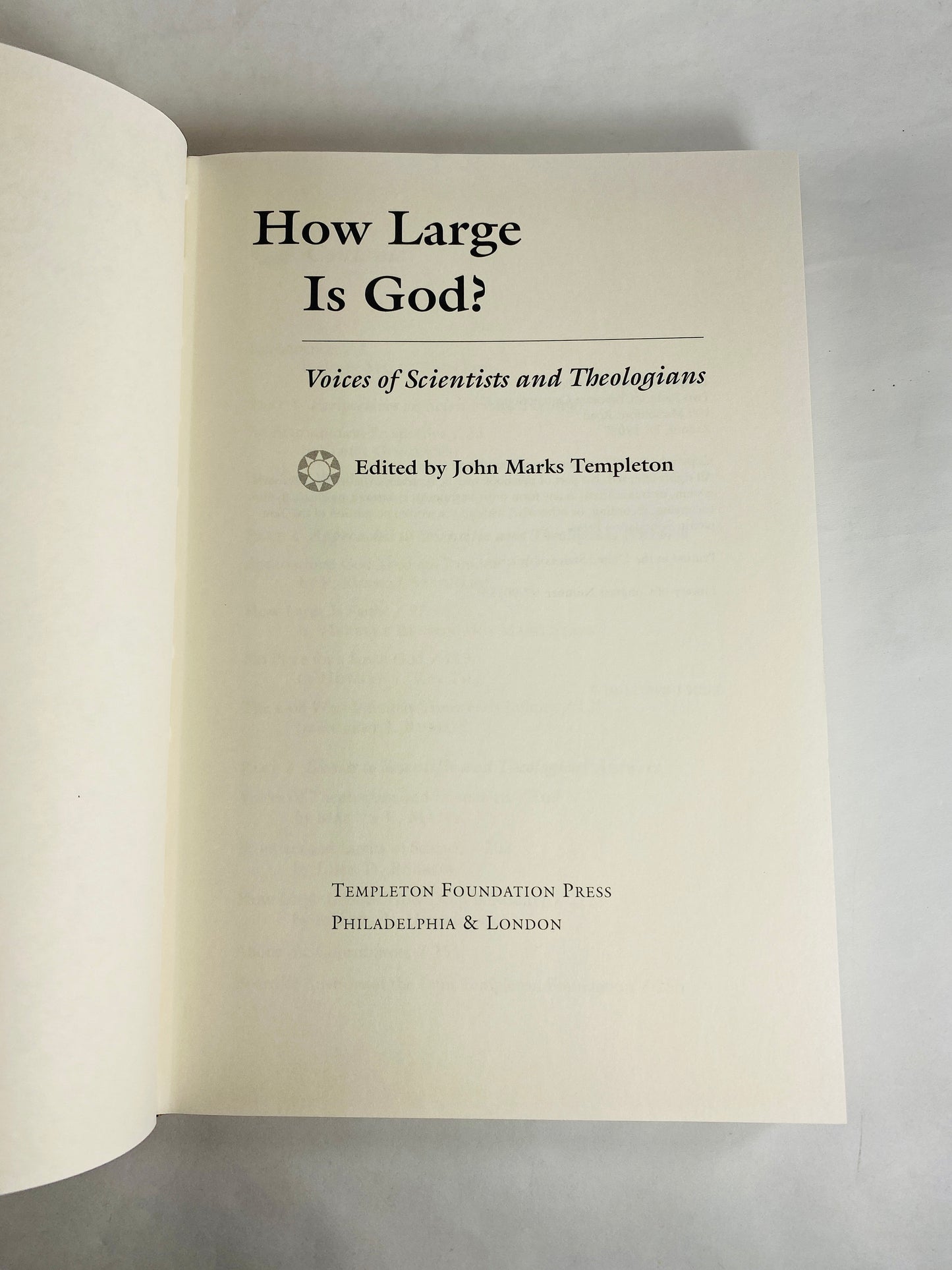 How Large is God vintage book by John Marks Templeton circa 1997 Paradox science theology faith
