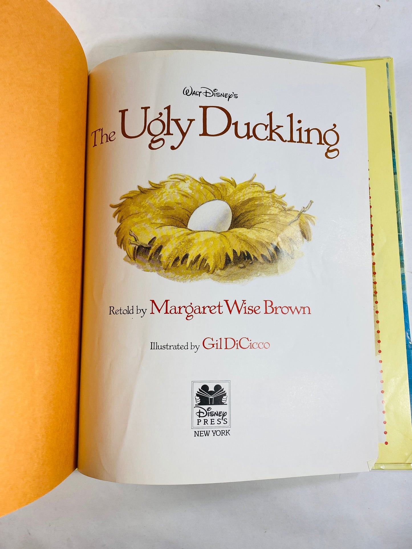 Ugly Duckling vintage book retold by Margaret Wise Brown Walt Disney circa 1994. Easter Basket gift Children nursery decor
