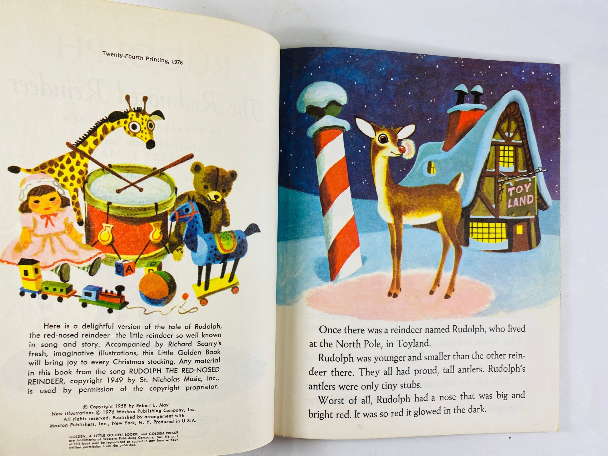 Rudolph the Red-Nosed Reindeer vintage Little Golden Book circa 1979 Children's stocking stuffer Santa Frosty. Darrell Baker