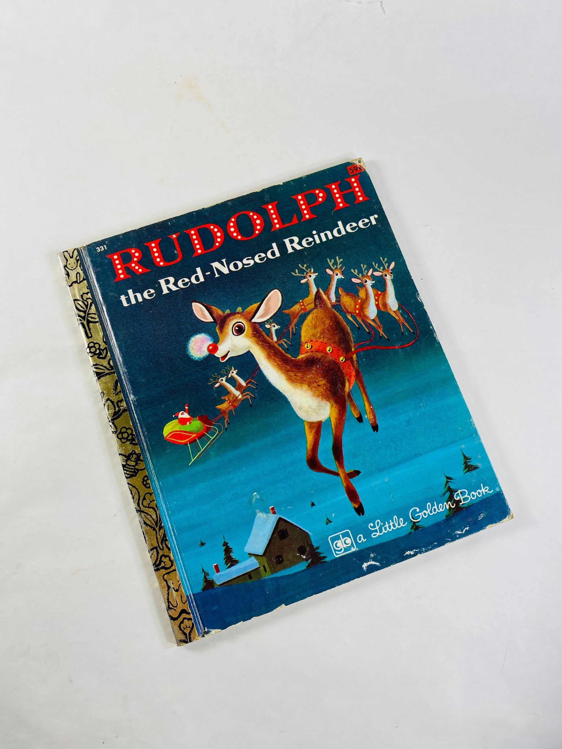 Rudolph the Red-Nosed Reindeer vintage Little Golden Book circa 1979 Children's stocking stuffer Santa Frosty. Darrell Baker