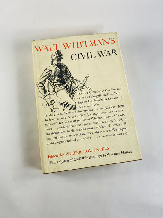 Walt Whitman’s Civil War vintage book of Union & Confederate Soldiers Poems and Civil War observations History collectible gift