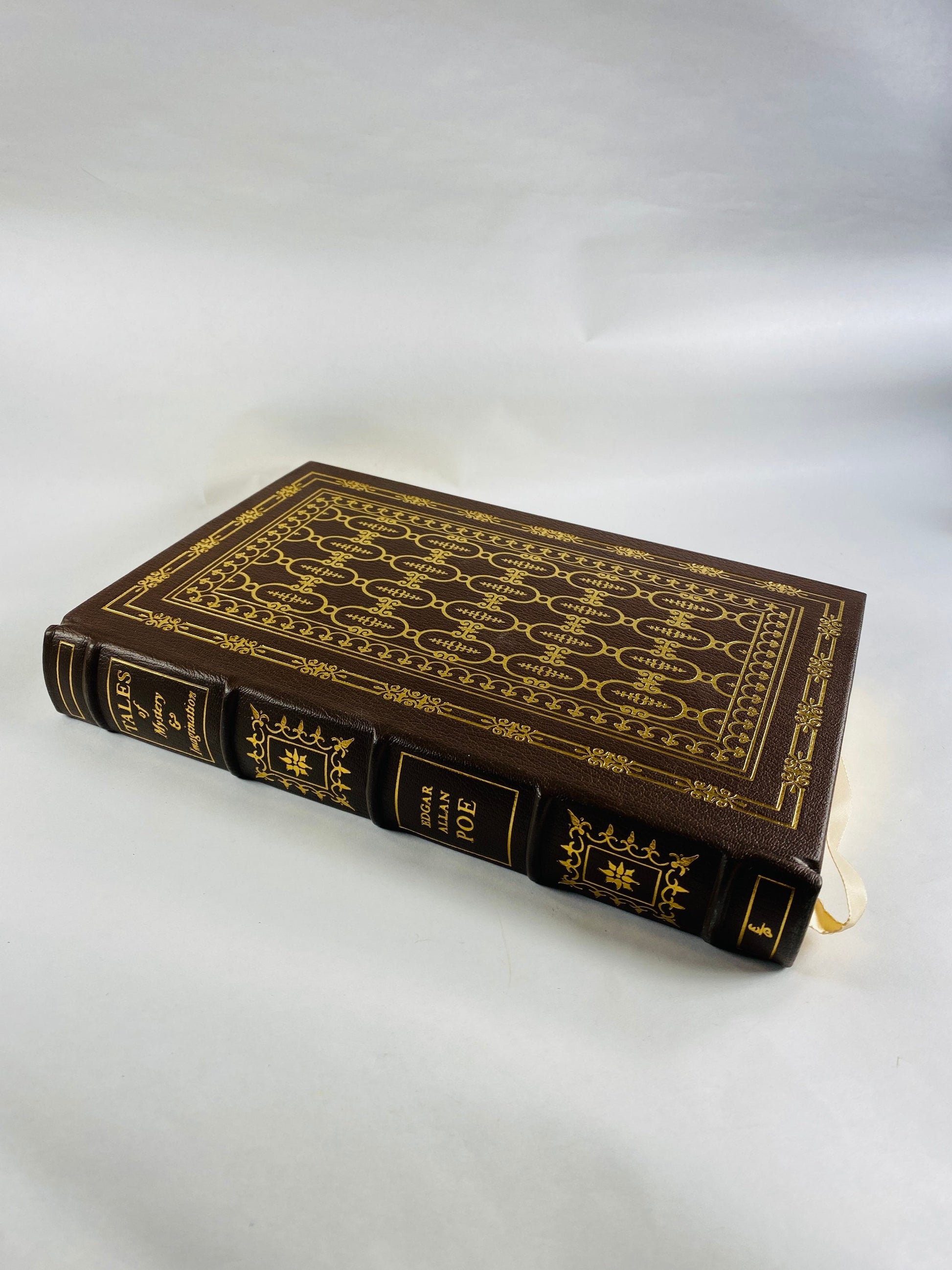 Edgar Allan Poe Easton Press vintage poetry book circa 1975 Beautiful brown leather binding with gold leaf embossing
