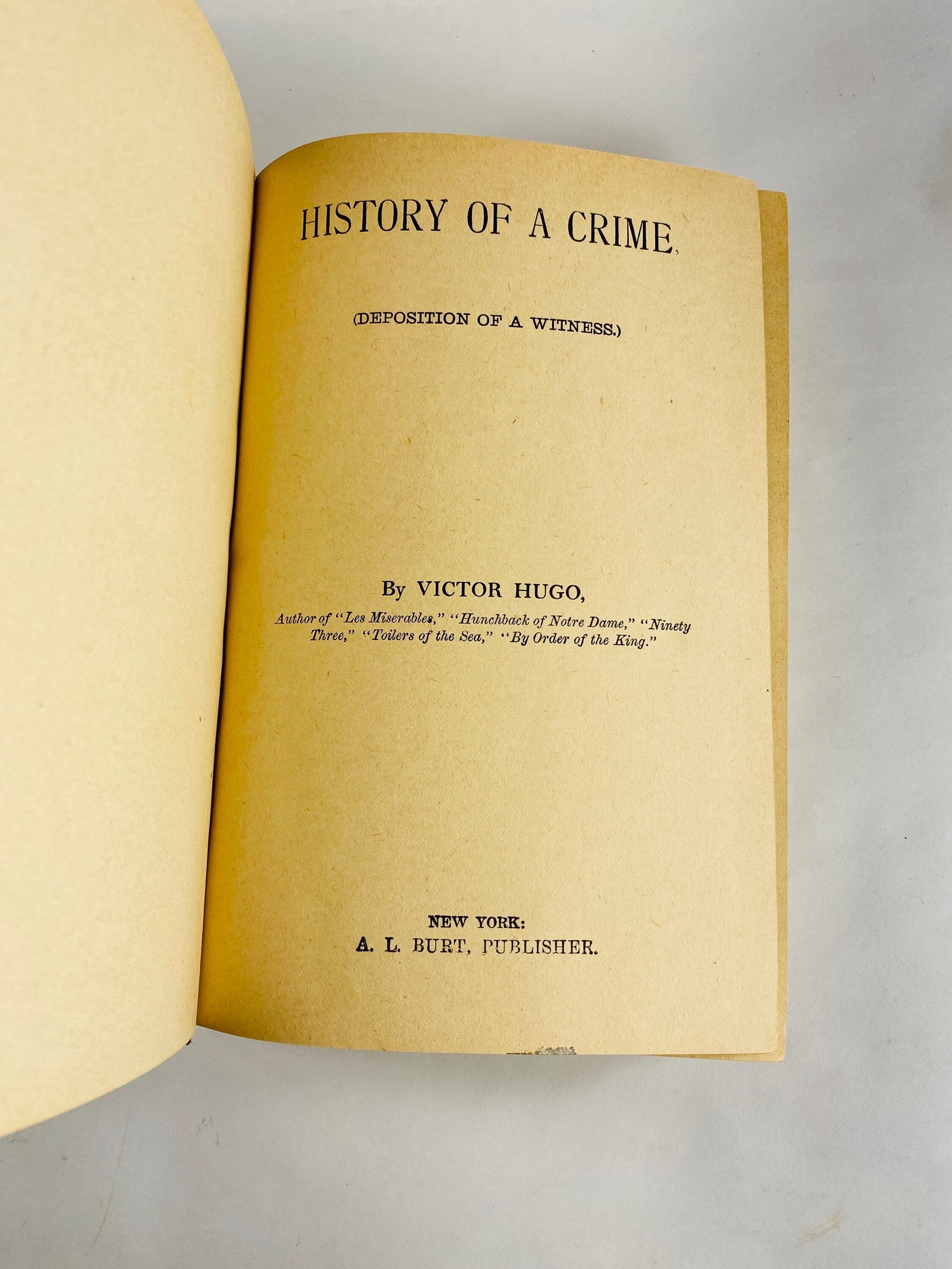 1900 History of a Crime by Victor Hugo author of Les Miserables vintage book EARLY American PRINTING Red bookshelf decor.
