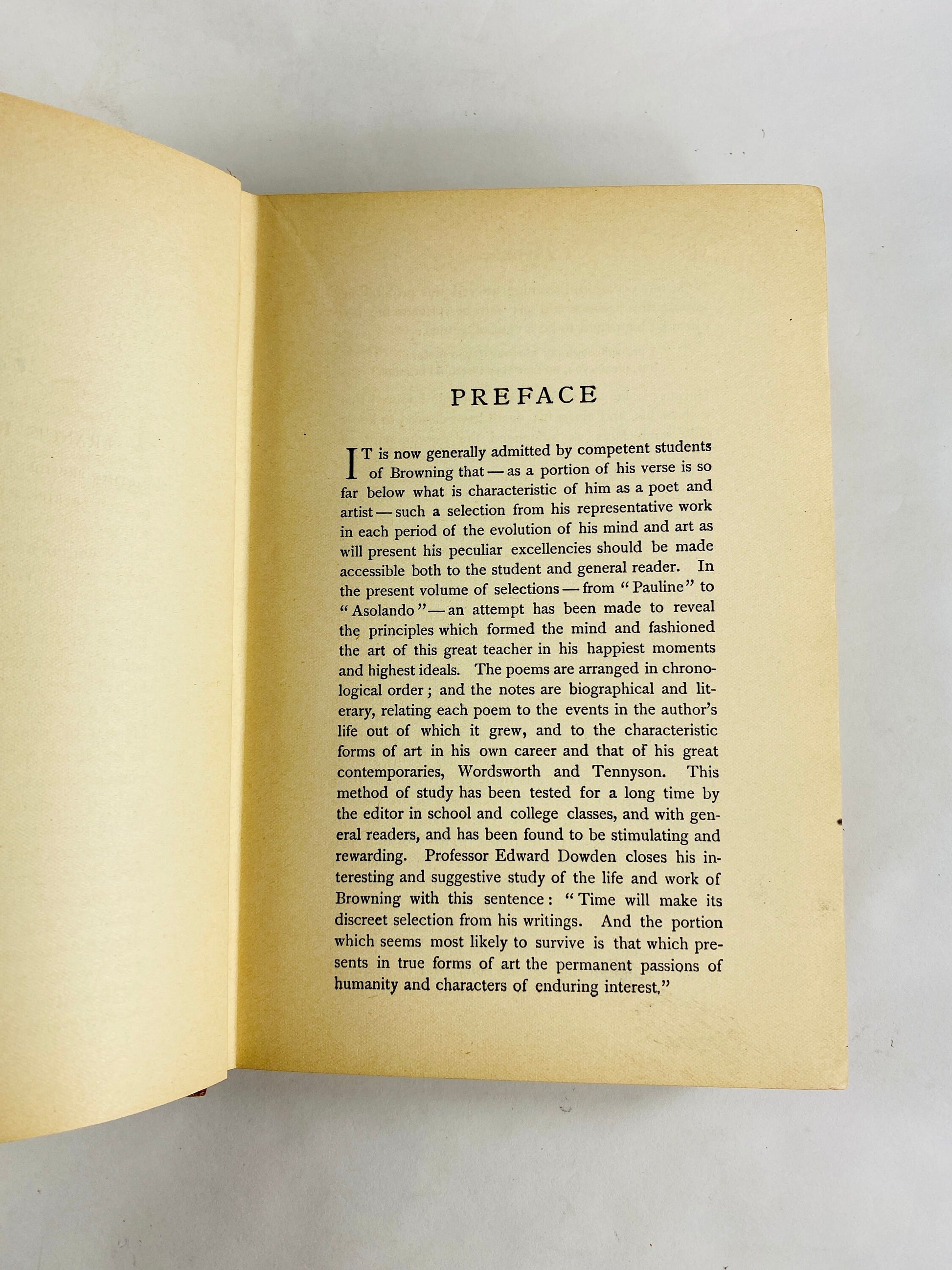 Poetry of Robert Browning vintage book circa 1909 with biography by AJ George. Boston Little Brown and Co Red book decor