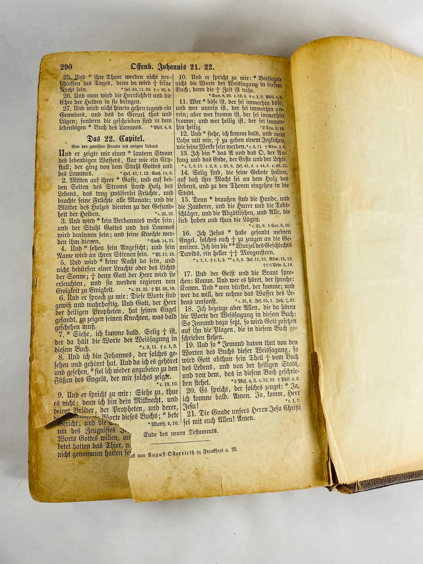 1868 vintage Leather Holy Bible in German with commentary by Martin Luther antique book Poor Condition printed in Frankfurt