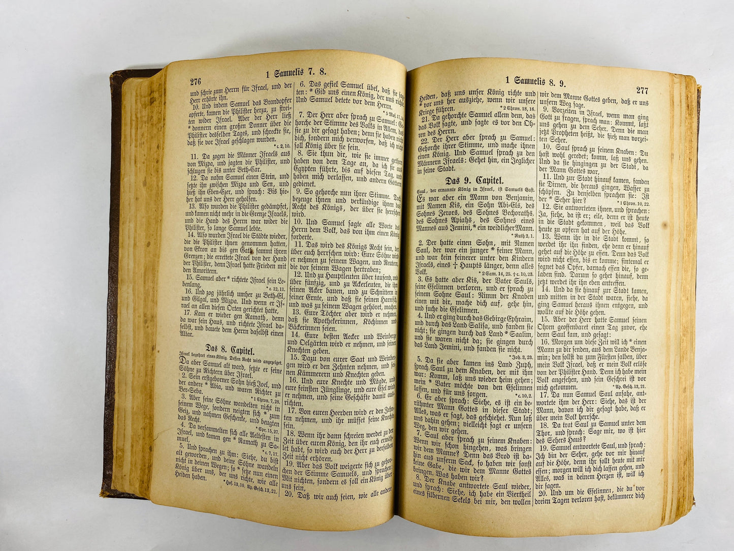 1868 vintage Leather Holy Bible in German with commentary by Martin Luther antique book Poor Condition printed in Frankfurt