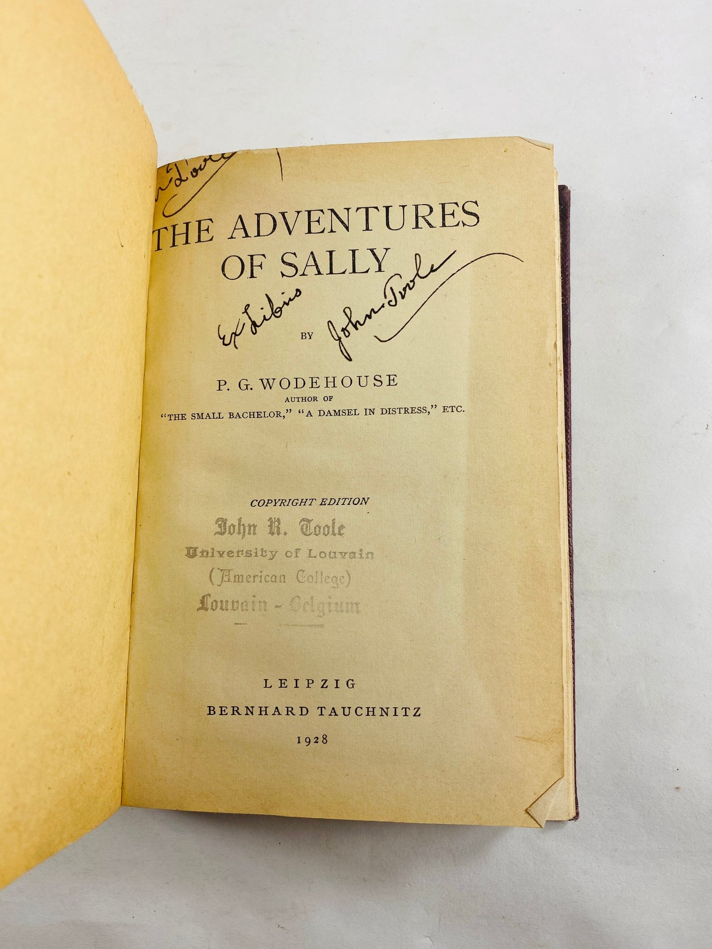 1926 Adventures of Sally by PG Wodehouse vintage book about a taxi dancer who inherits a considerable fortune Small red Tauchnitz antique