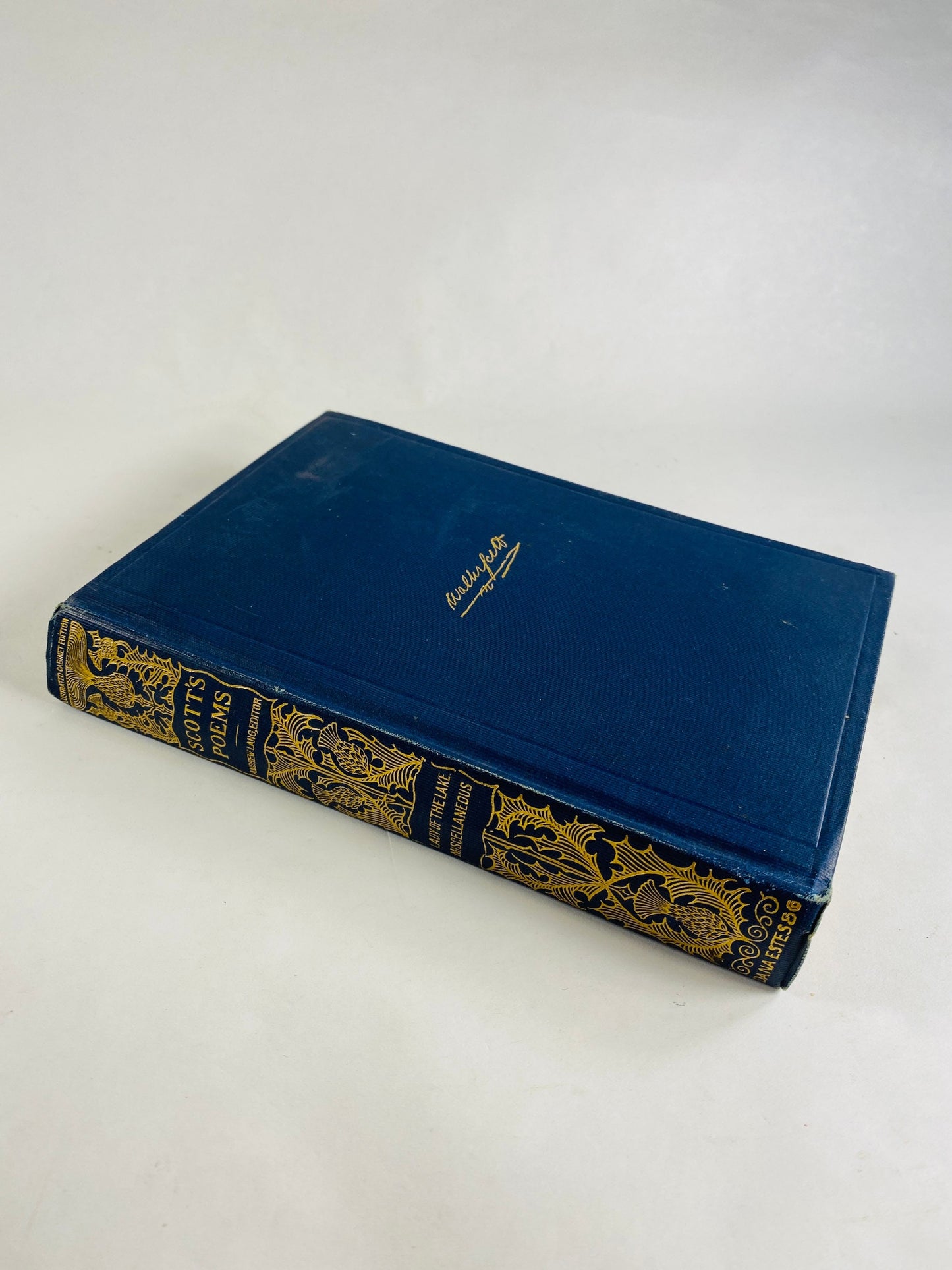1900 Poetical Works of Sir Walter Scott Vintage blue book gilt tooling. Lady of the Lake Lay of Last Minstrel