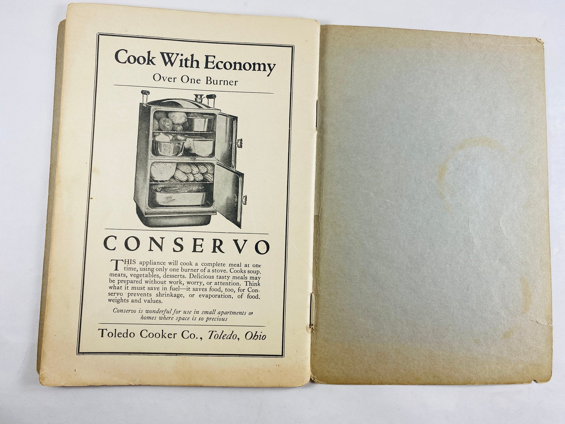 1919 Fireless Stove Vintage owners guide cookbook for Toledo Fireless Cookstove ranges Paperback manual stove oven retro kitchen