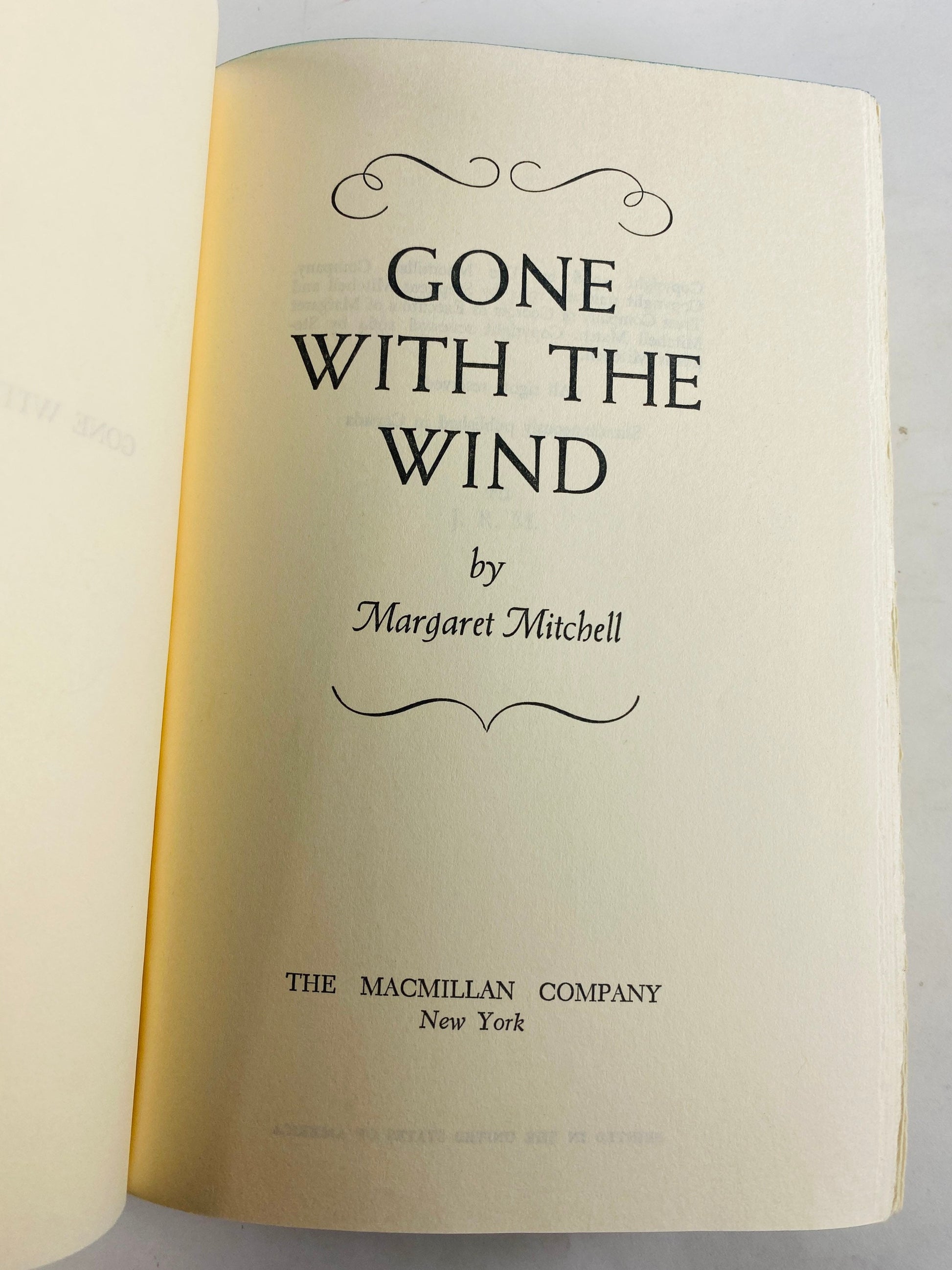 1936 Gone with the Wind by Margaret Mitchell. Vintage book EARLY PRINTING. Epic historical romance Scarlett O'hara. Blue home decor