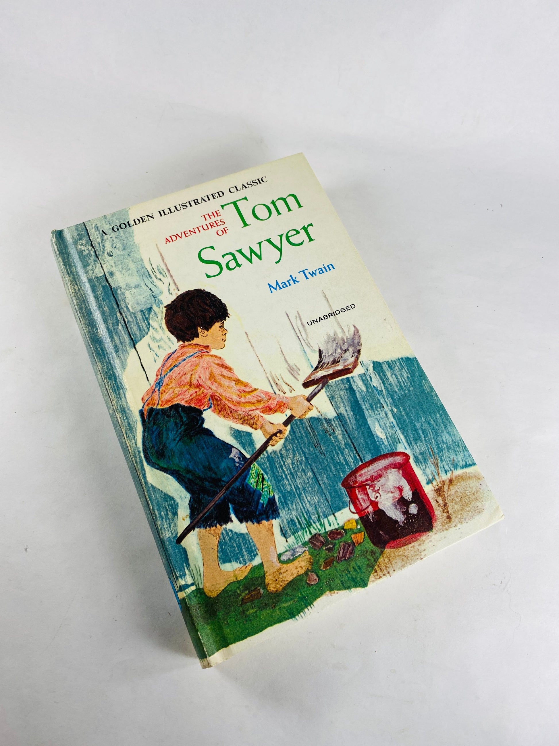 Adventures of Tom Sawyer by Mark Twain vintage book circa 1965 Samuel Clemens Great American Novel Huck Finn Golden Press