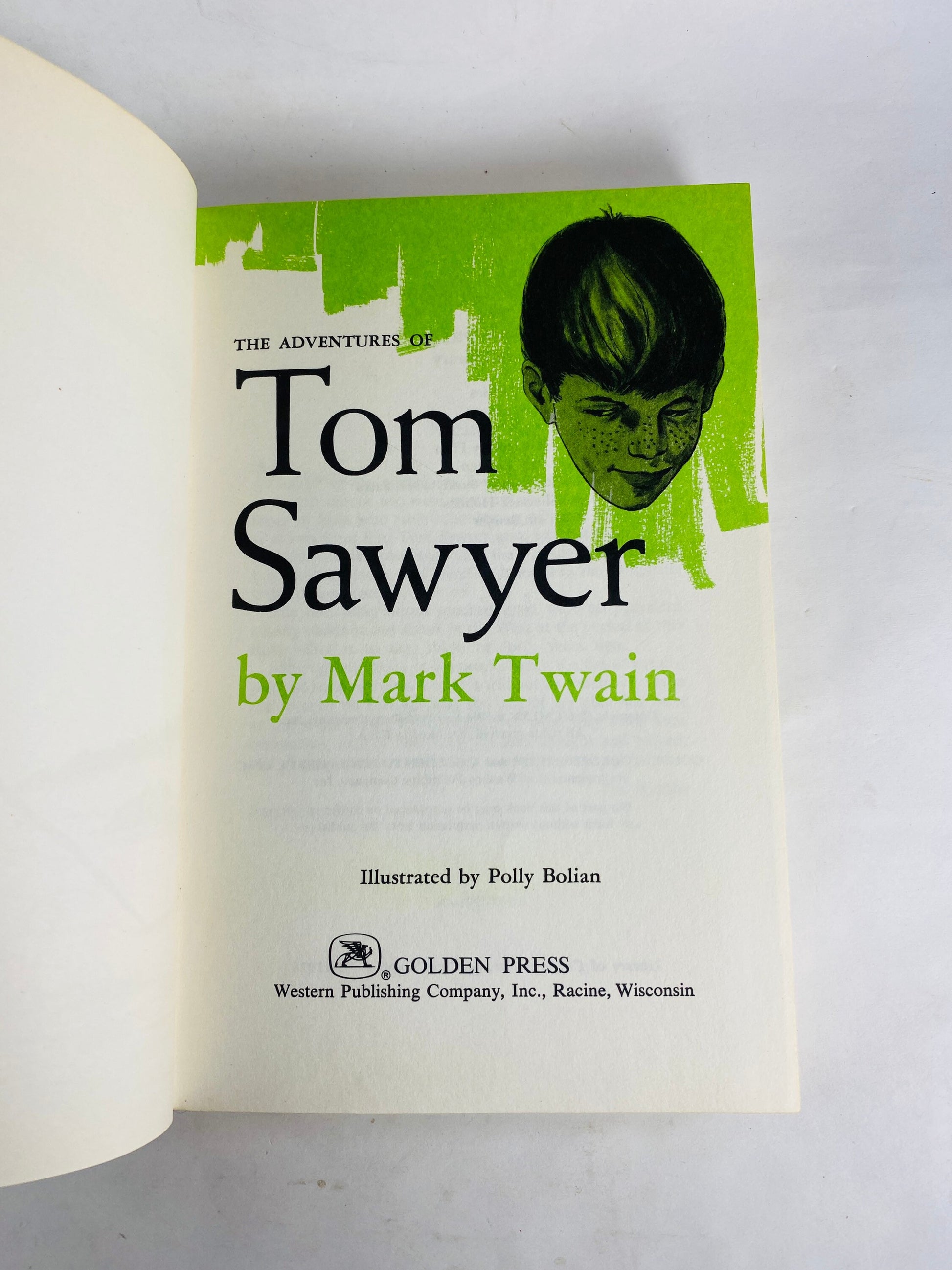 Adventures of Tom Sawyer by Mark Twain vintage book circa 1965 Samuel Clemens Great American Novel Huck Finn Golden Press