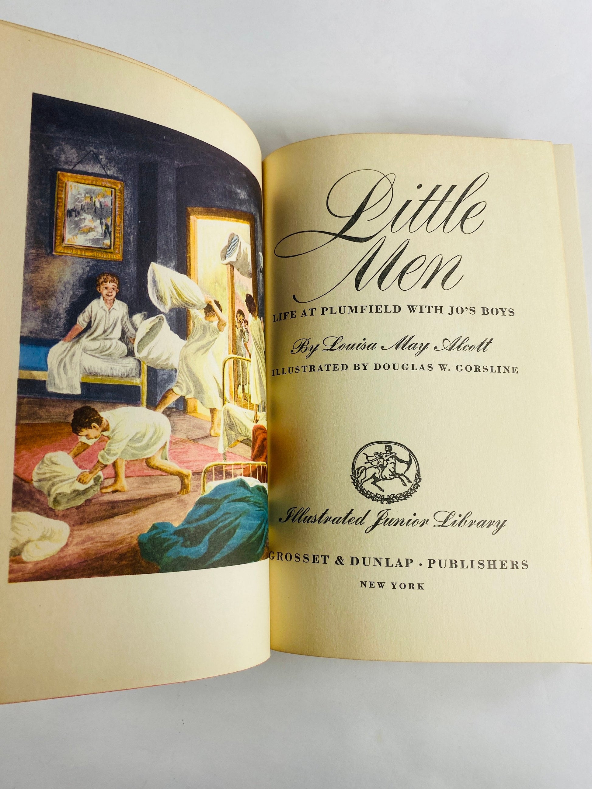 Little Men by Louisa May Alcott vintage Illustrated Children’s Library book circa 1947 with dust jacket Grosset & Dunlap