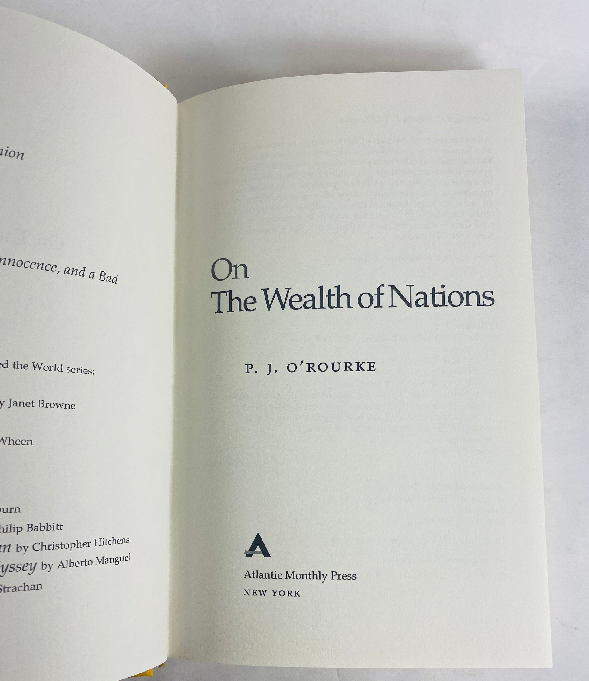 Wealth of Nations by PJ O'Rourke FIRST EDITION vintage book election politics wonk Libertarian economics capitalism intellectual