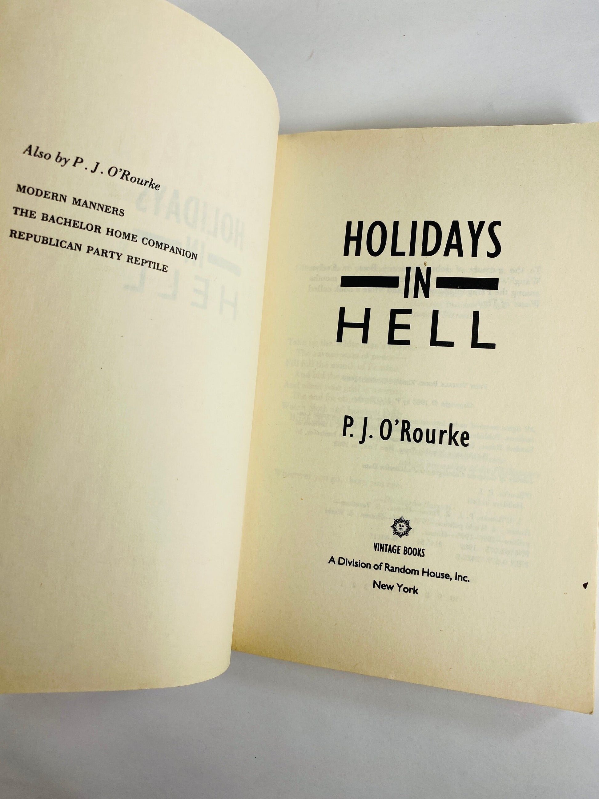 Holidays in Hell by PJ O'Rourke vintage paperback book circa 1988 Libertarian economics, capitalism Free thinking intellectual