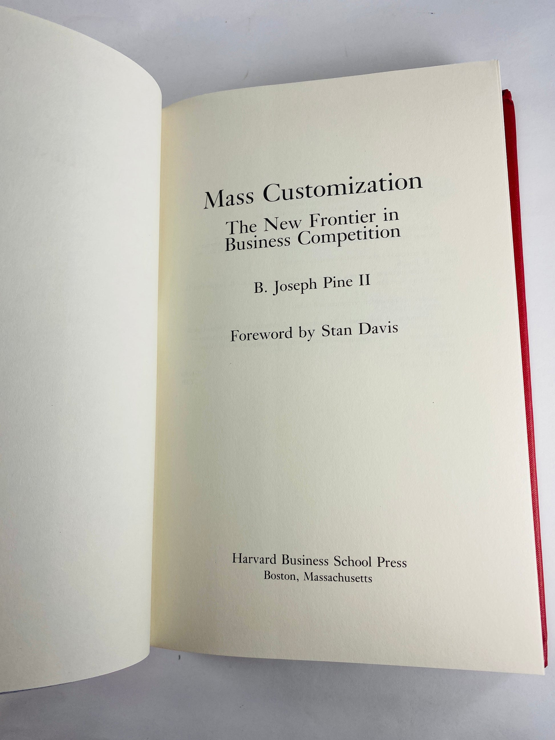 Mass Customization vintage Business Competition book by Joseph Pine circa 1993 Red home bookshelf decor Harvard Business School