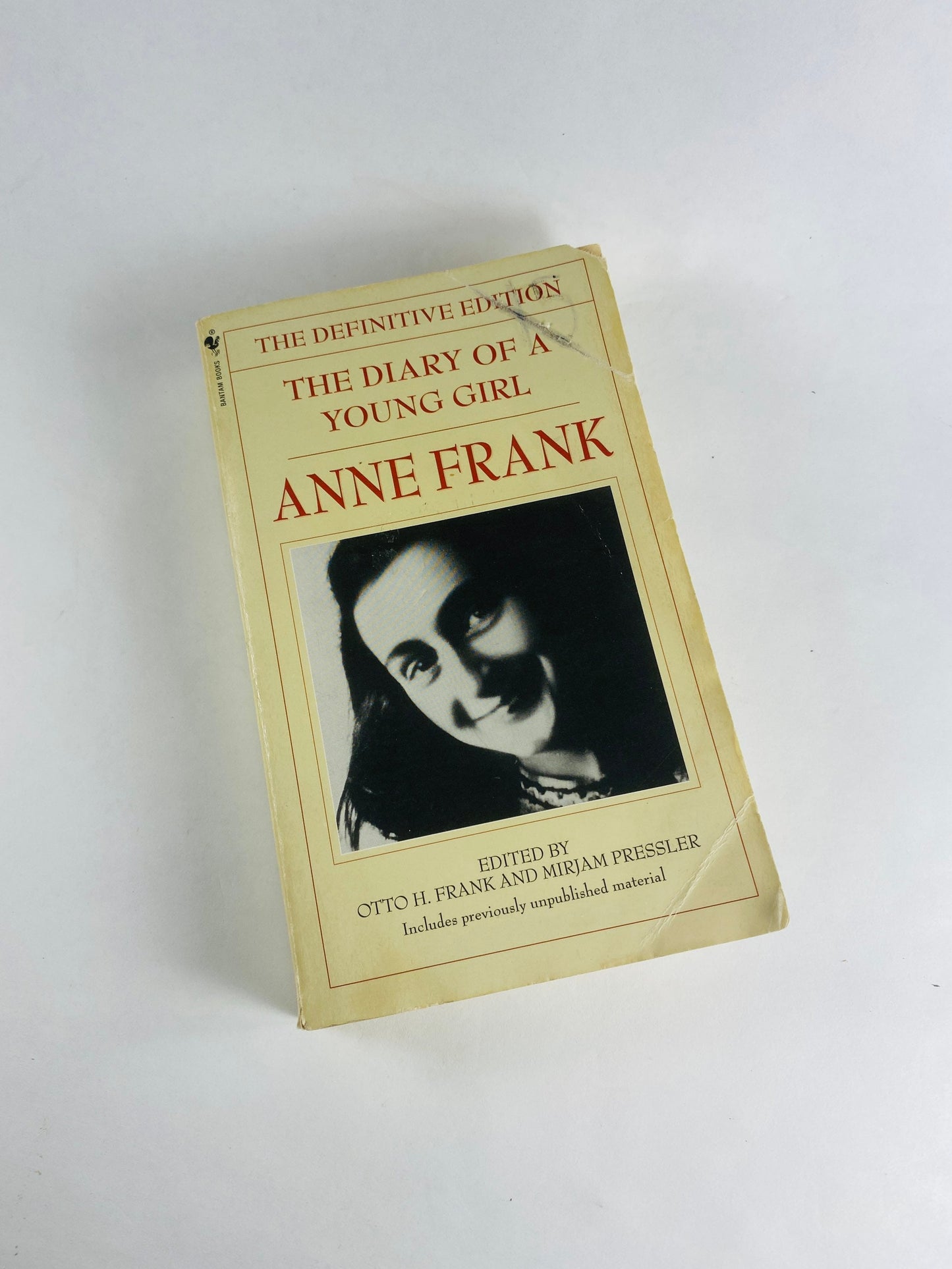 Diary of Anne Frank Vintage Bantam paperback book Definitive version Holocaust literature. Bookshelf decor gift