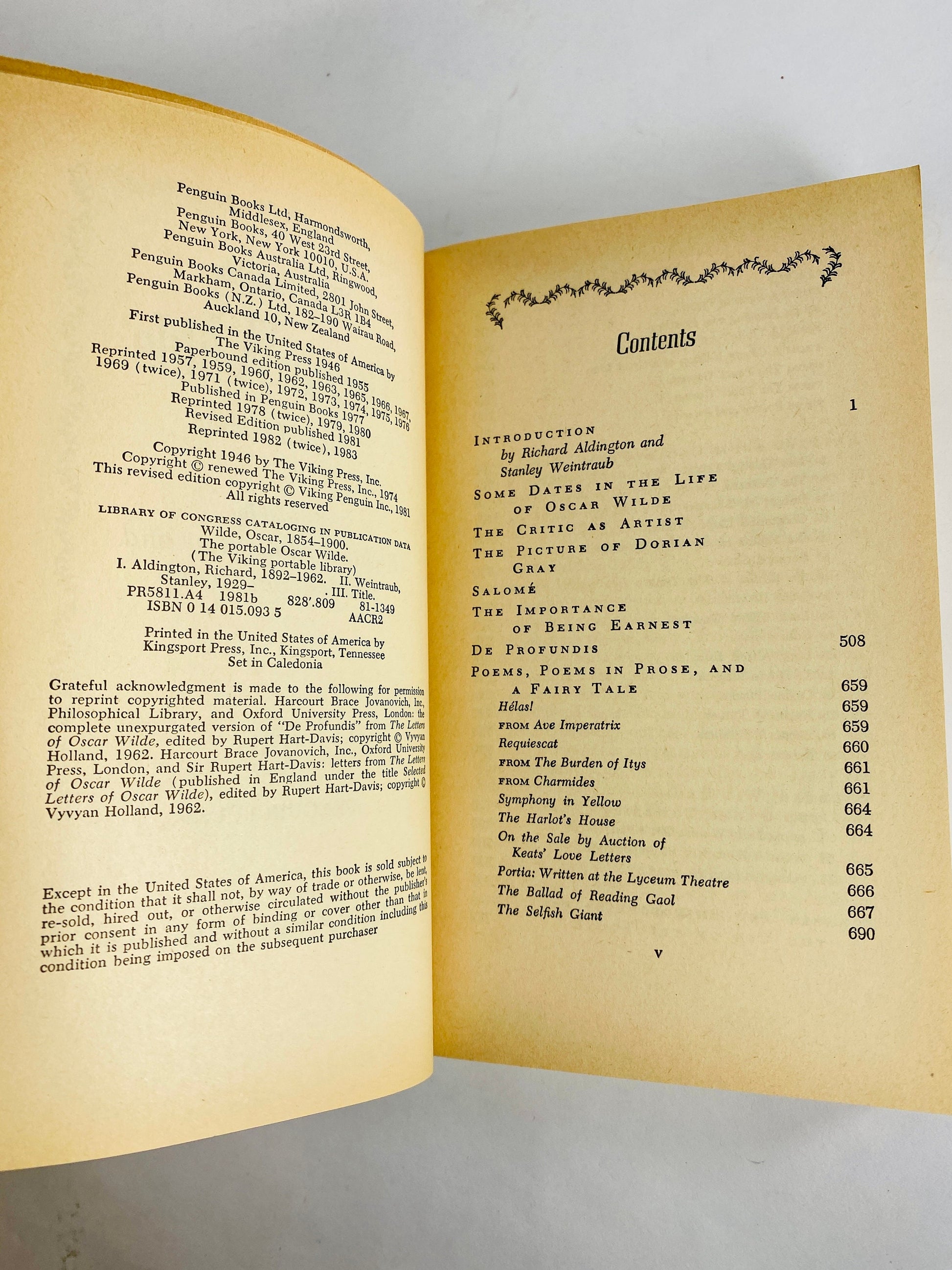 Portable Oscar Wilde vintage Penguin paperback book circa 1982 Picture of Dorian Gray Importance of Being Earnest Harlot's House