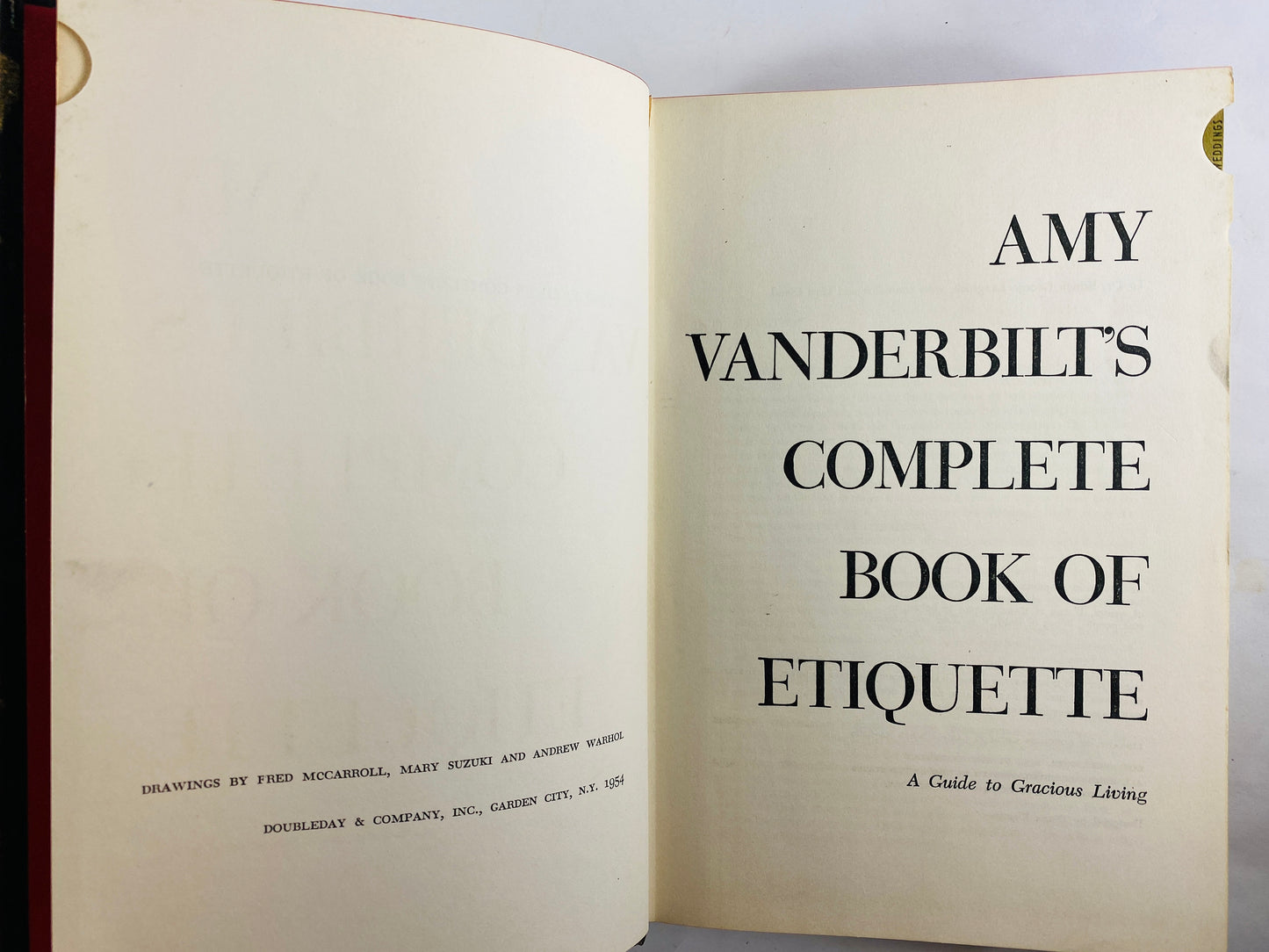 Andy Warhol illustrated! Amy Vanderbilt's Complete Book of Etiquette FIRST Edition SIGNED by Amy Vanderbilt! Vintage book circa 1954