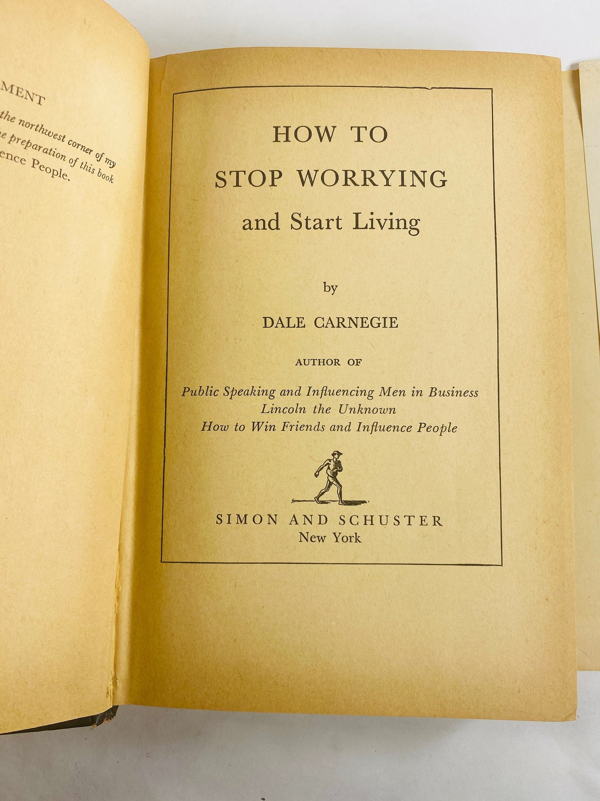 Dale Carnegie How to Stop Worrying and Start Living EARLY PRINTING vintage book circa 1948 Self-Help Mindfulness self care