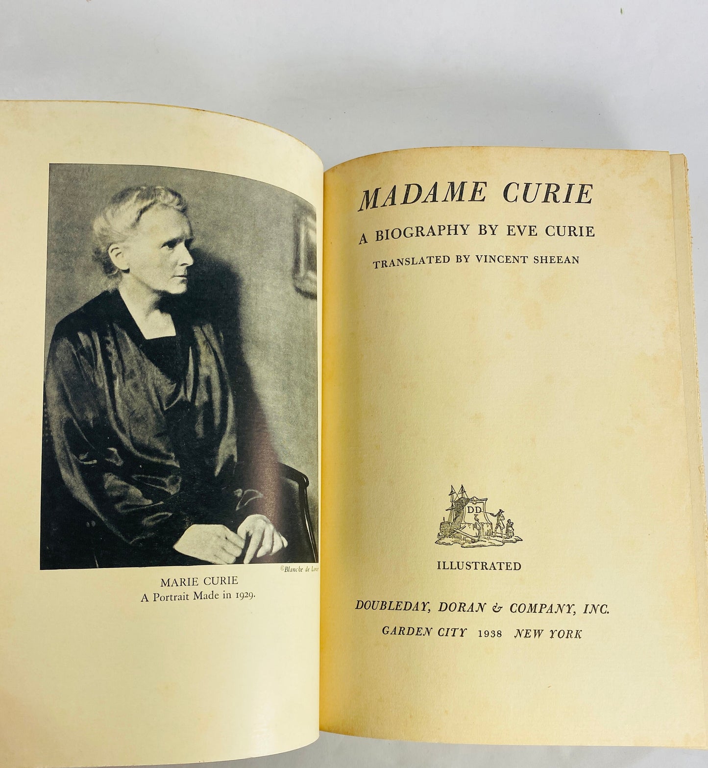 1937 Madame Marie Curie biography written by daughter Eve FIRST EDITION vintage book Doran Radioactivity Nobel Prize Chemistry