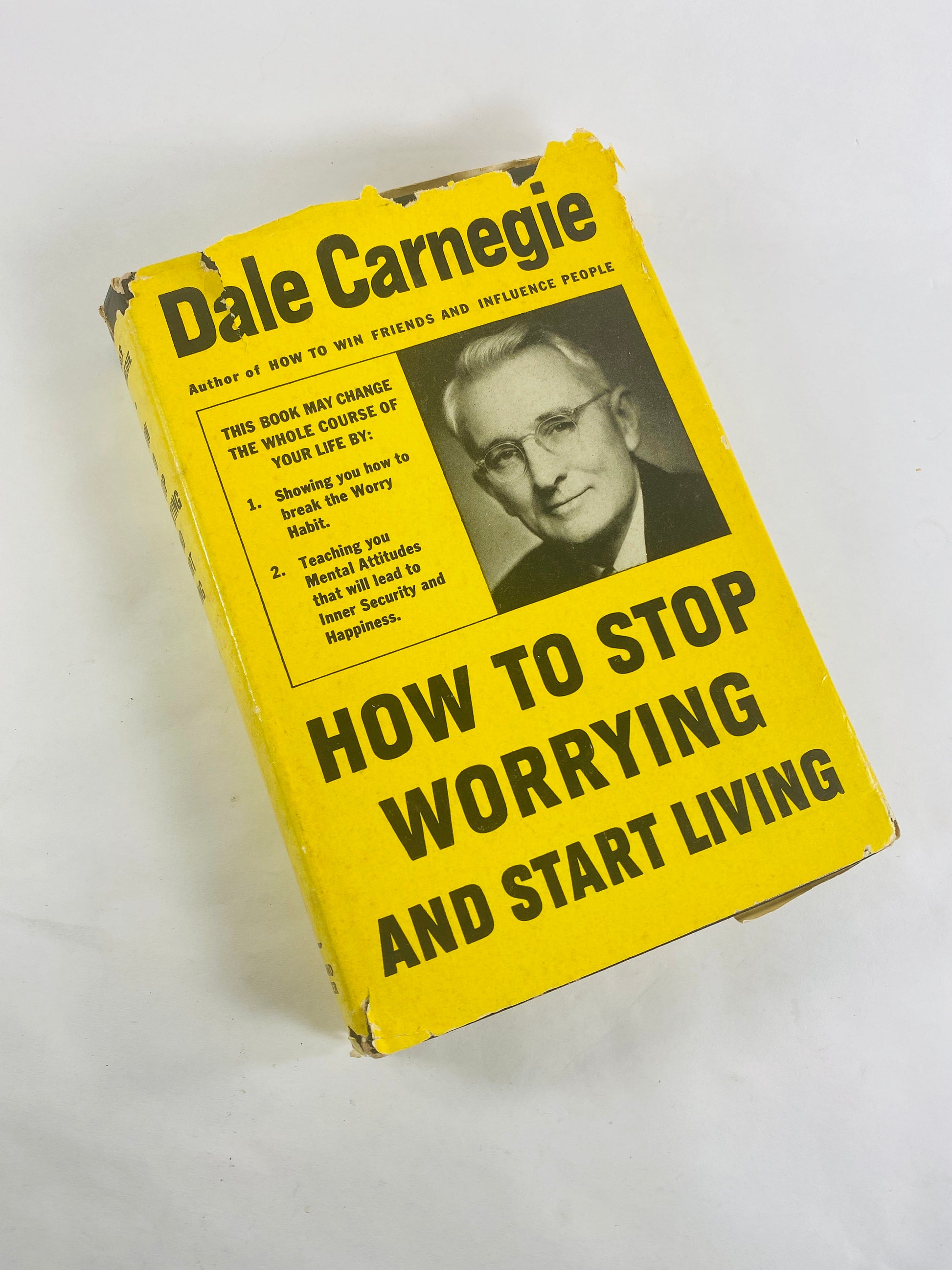 Dale Carnegie How to Stop Worrying and Start Living EARLY PRINTING vintage book circa 1948 Self-Help Mindfulness self care