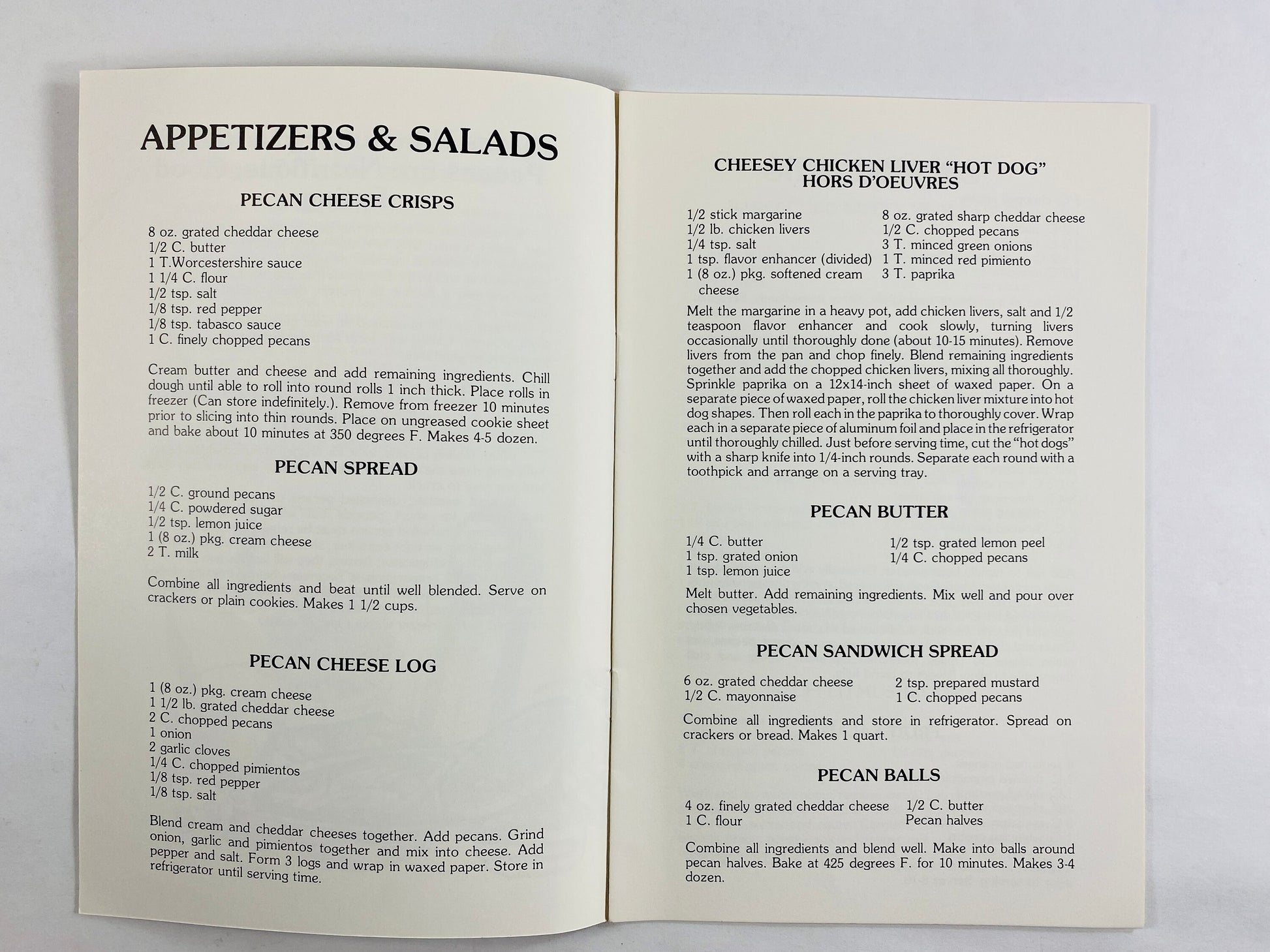 Get Cracking with Texas Pecans vintage cookbook booklet Hors D'oeuvres, pecan butter, Waldorf Salad, Tipsy Chicken