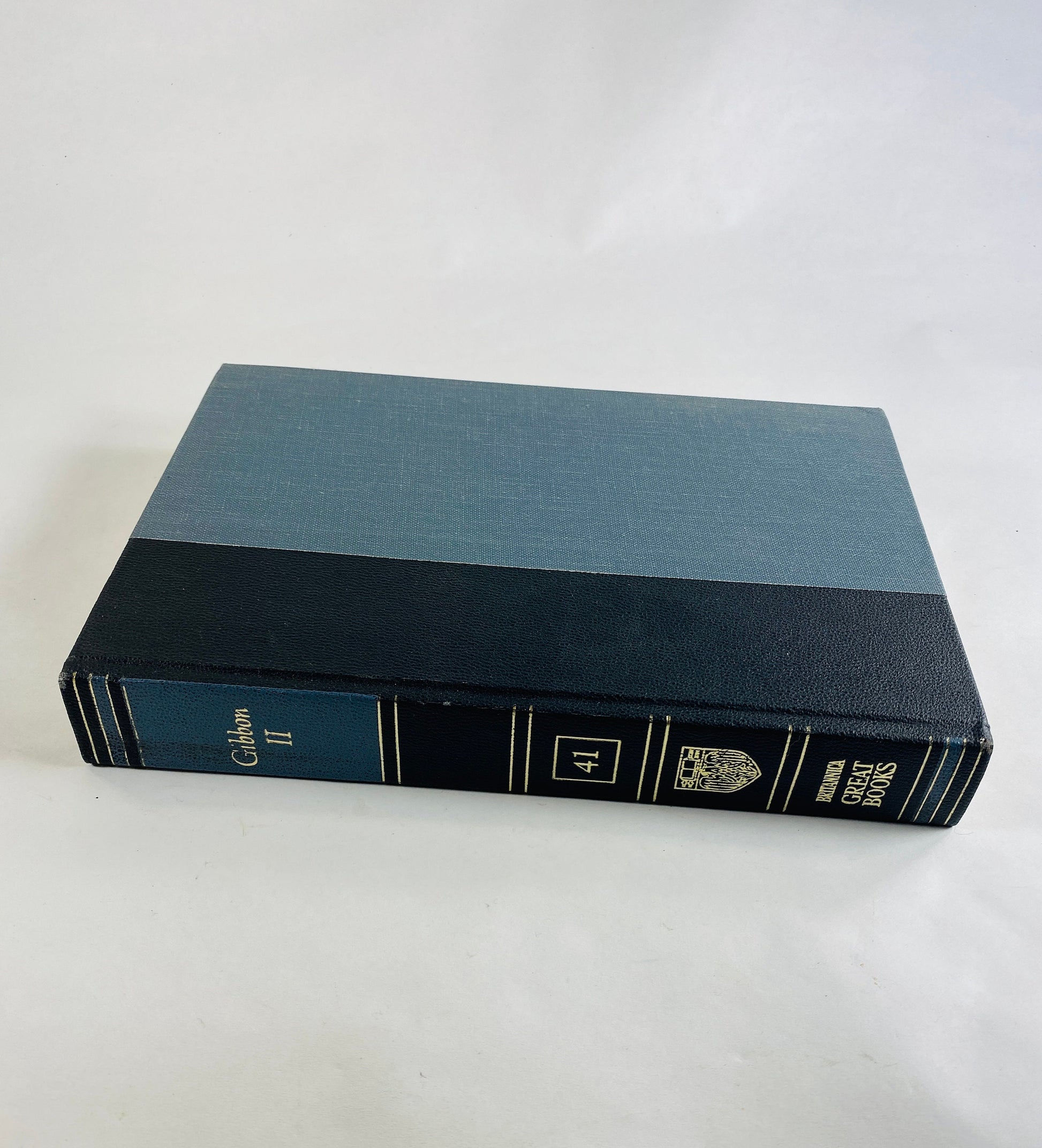 GORGEOUS vintage blue Tacitus Thucydides Herodotus Gibbon Britannica Great Books Staging bookshelf decor circa 1986