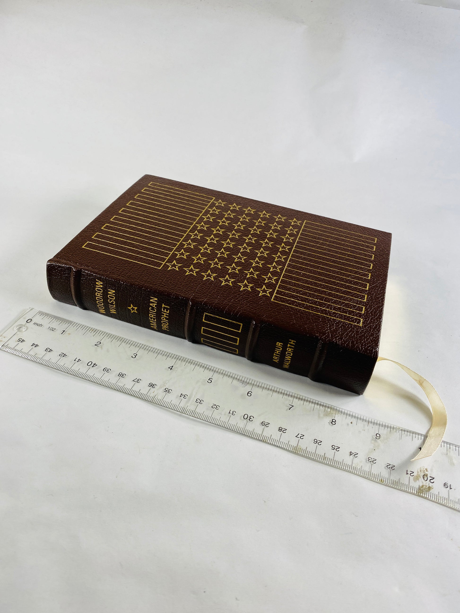Woodrow Wilson American President vintage Easton Press book by Arthur Walworth circa 1978 BEAUTIFUL brown leather with gold gilt