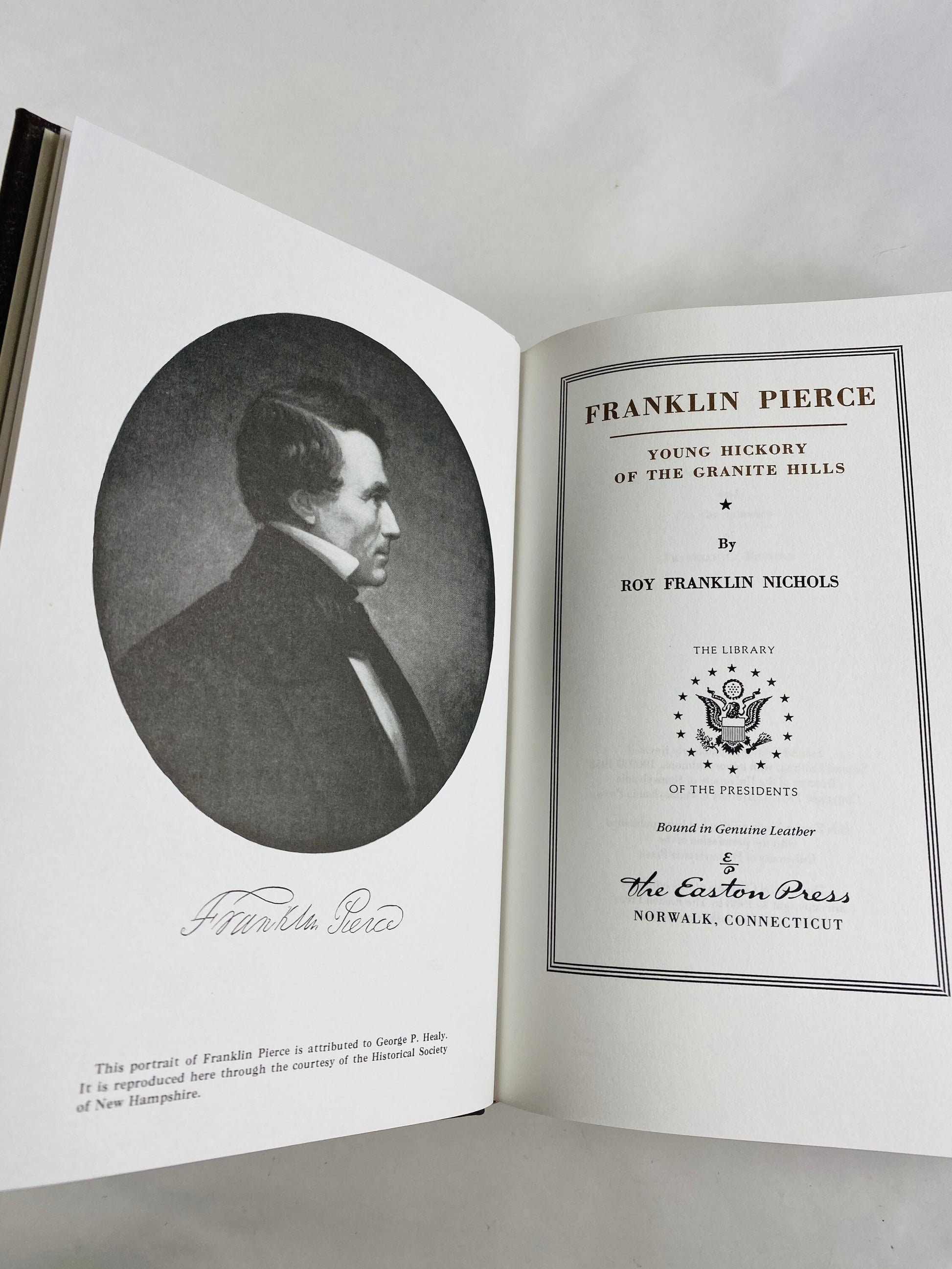 Franklin Pierce Biography of American President vintage Easton Press book Young Hickory circa 1988 Brown leather with gold gilt