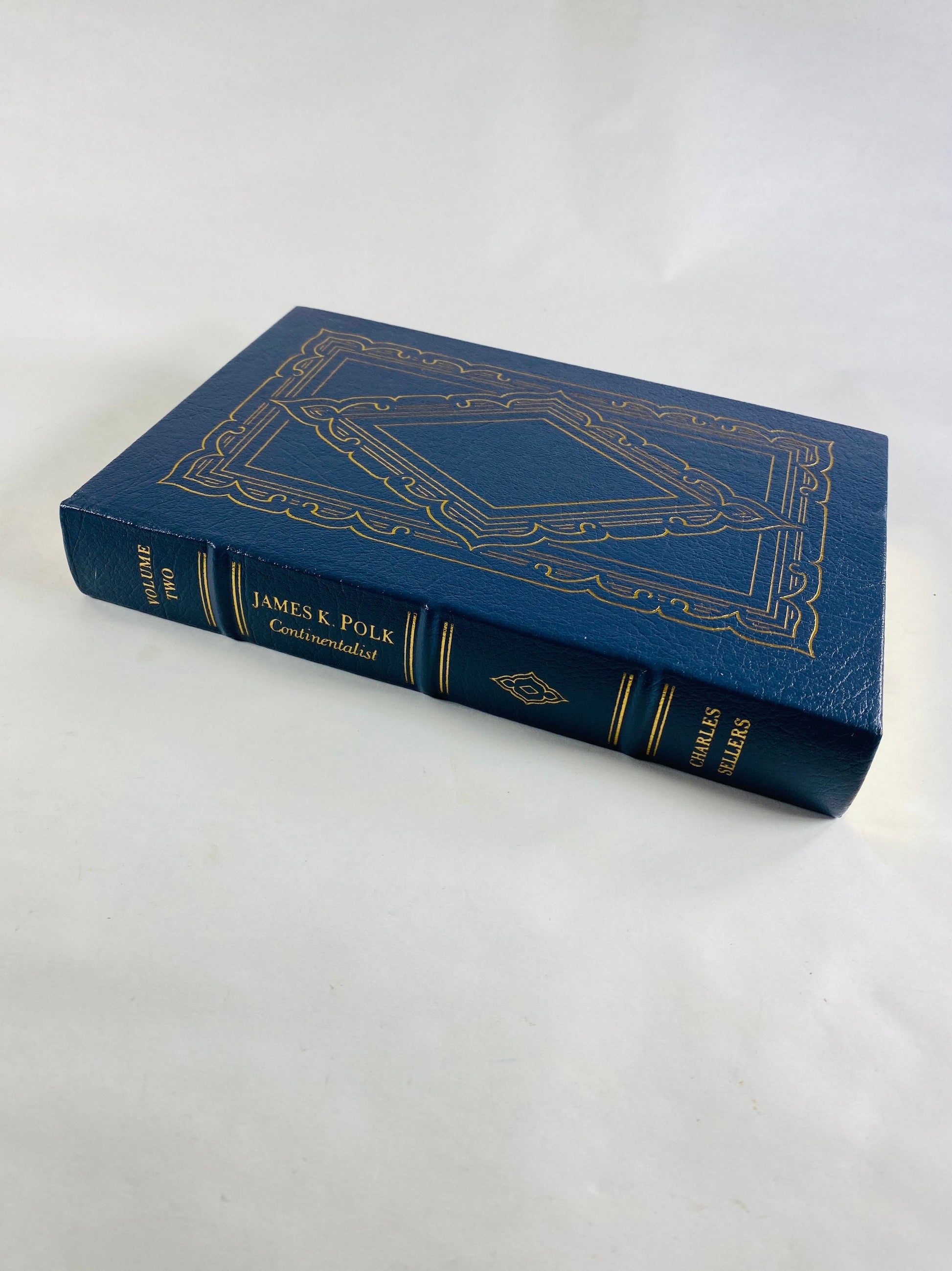 James Polk vintage book Blue leather with gold