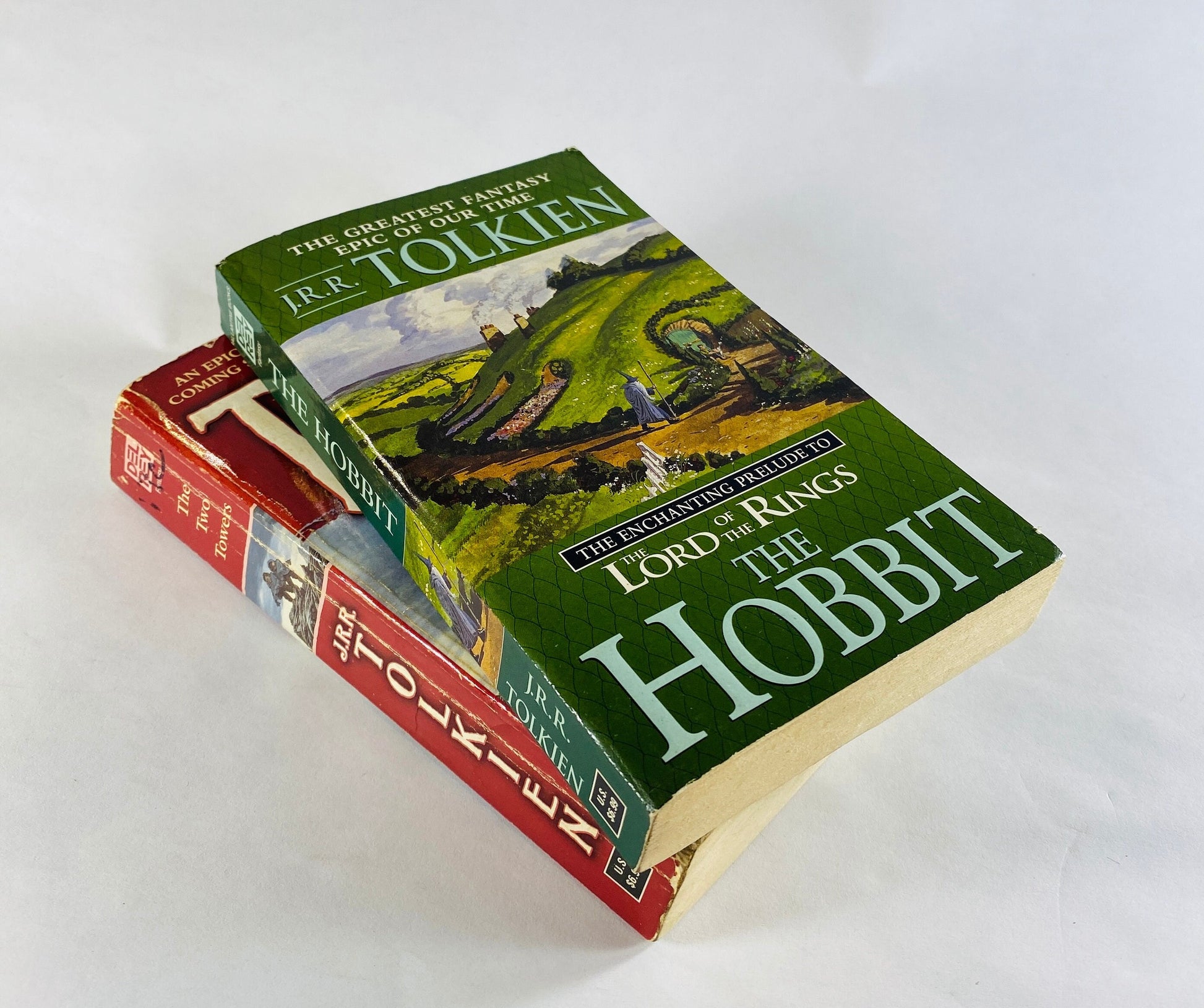 JRR Tolkien vintage paperback books Hobbit, Fellowship of Ring Two Towers. Lord of the Rings series circa 1994
