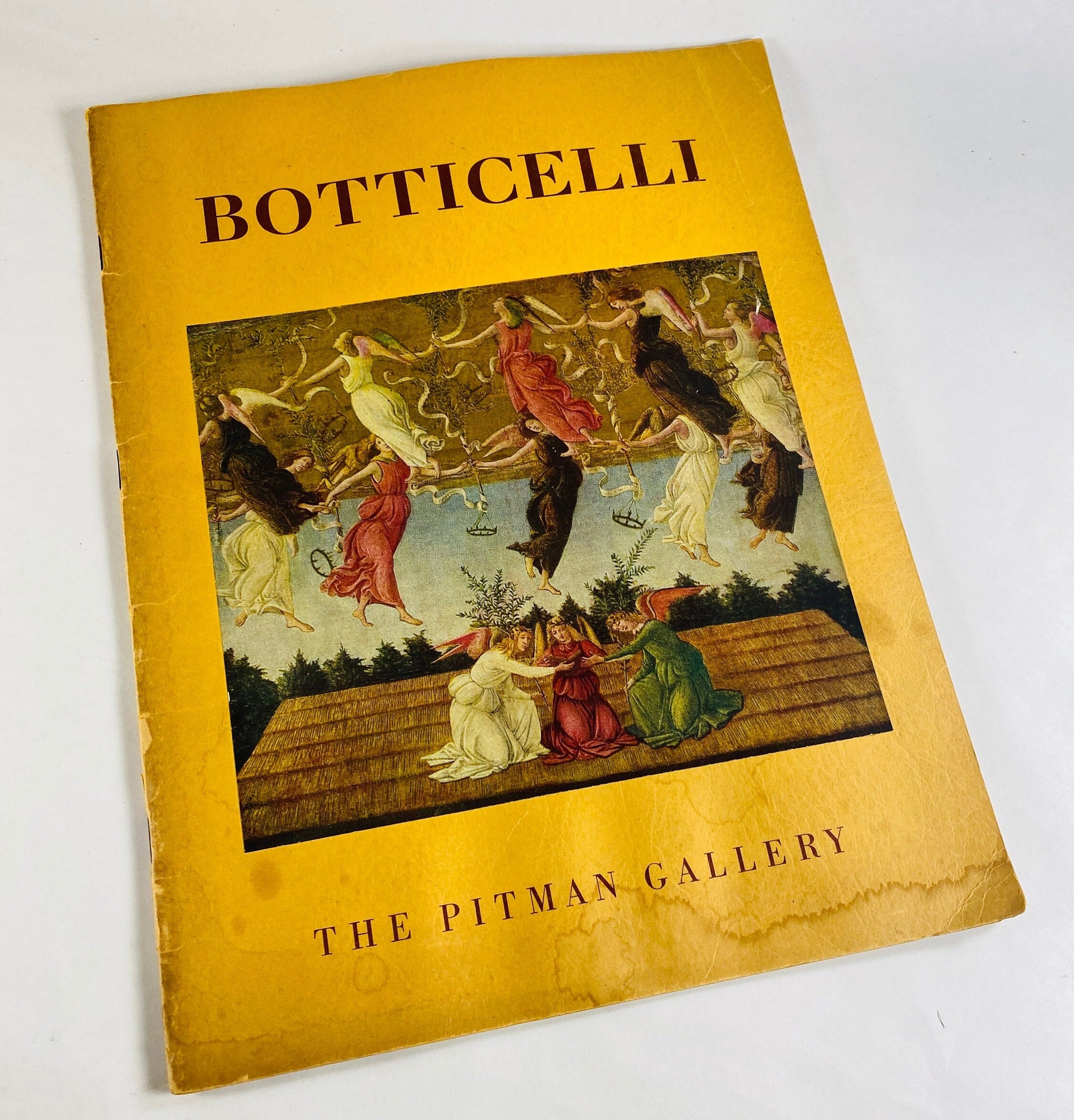 Botticelli vintage Fine Art Pitman Gallery book home decor with GORGEOUS color plates. Vibrant Mars and Venus, Portrait of a Youth 1968