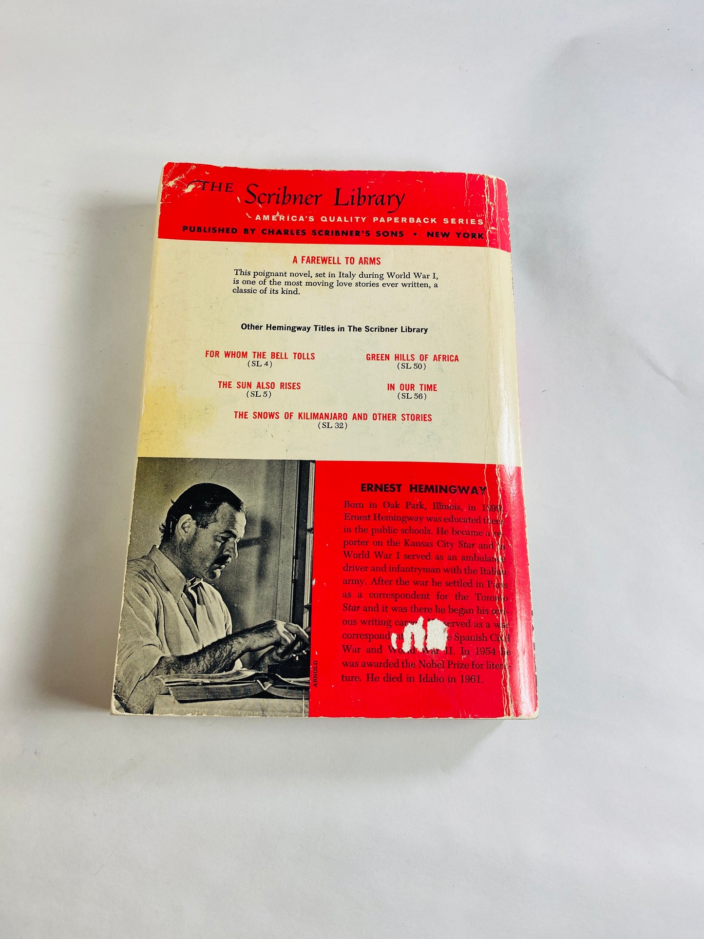 Ernest Hemingway Farewell to Arms vintage Scribner's Library vintage paperback book circa 1957 Heavily marked notes Please see pictures