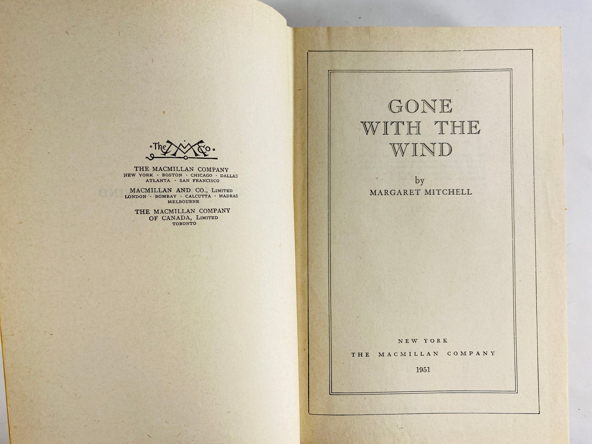 1951 Gone with the Wind by Margaret Mitchell vintage book EARLY PRINTING. Epic historical romance Scarlett O'hara. Red home decor