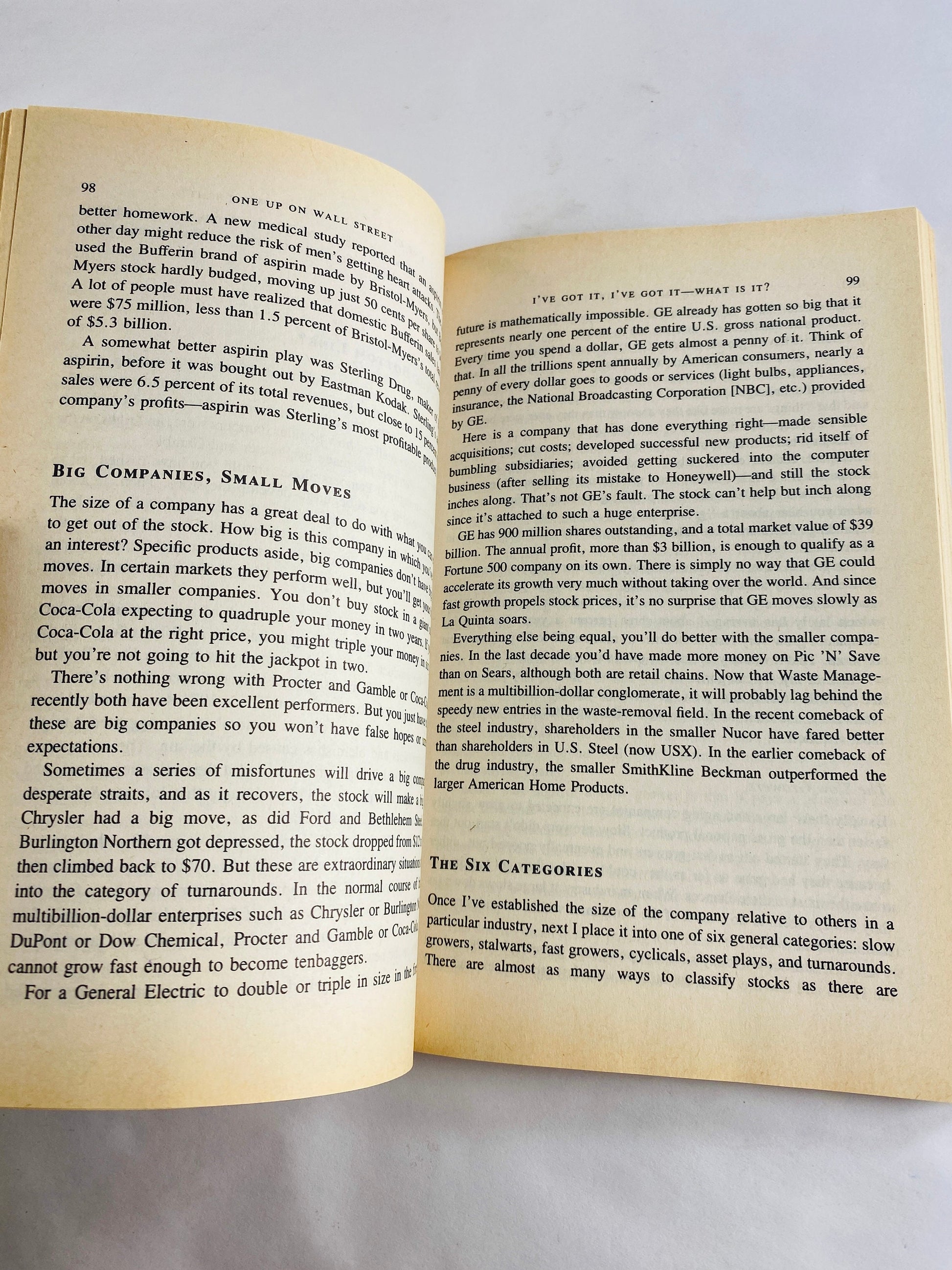 One up on Wall Street vintage paperback book by Peter Lynch circa 1989 Stock market mutual fund investor analysis gift