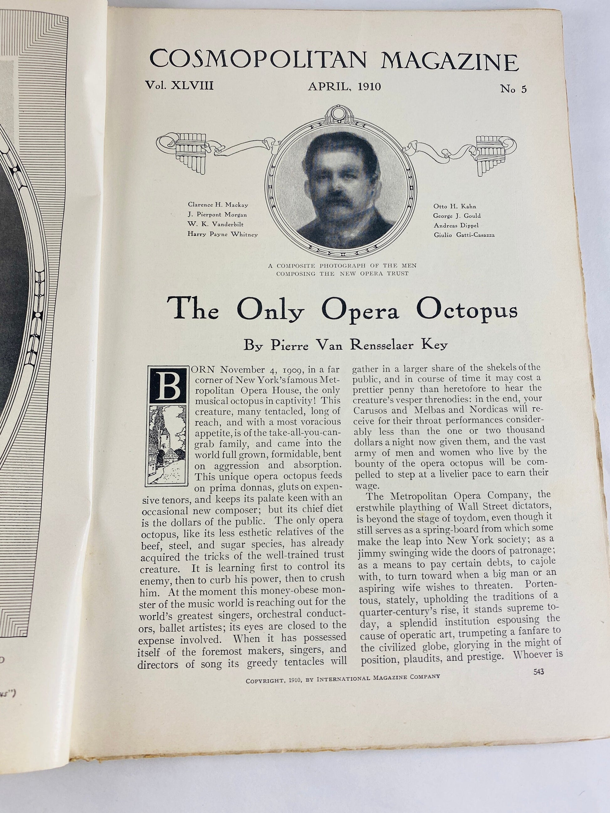 1910 vintage Cosmopolitan Magazine Vol 48 No 5 featuring Only Opera Octopus by Pierre Van Rensselaer Key, Imagination by Charles Ferguson