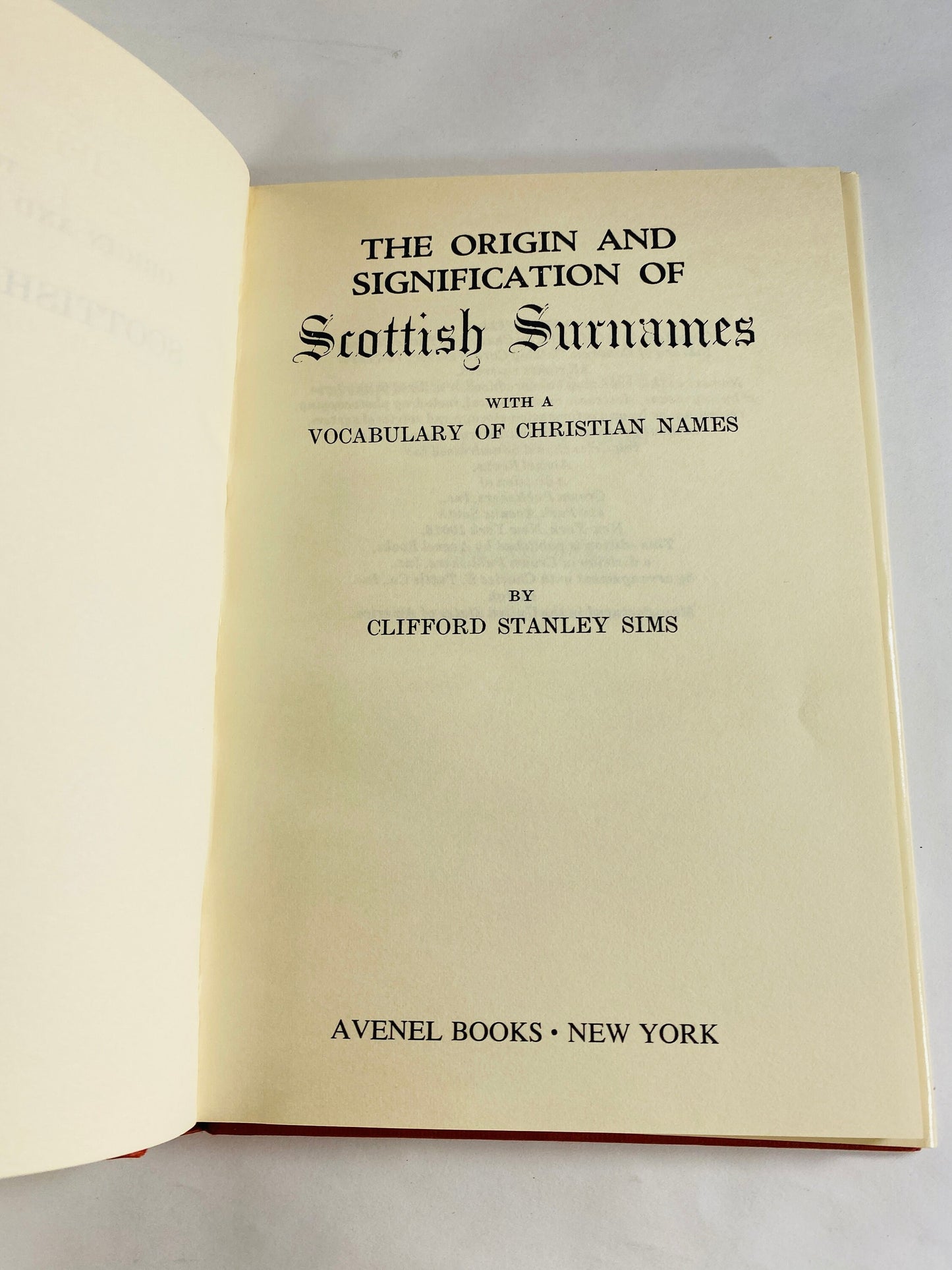 Scottish Surnames Origin and Signification vintage book by Clifford Sims Genealogy gift Father's Day Scotland home decor family lineage