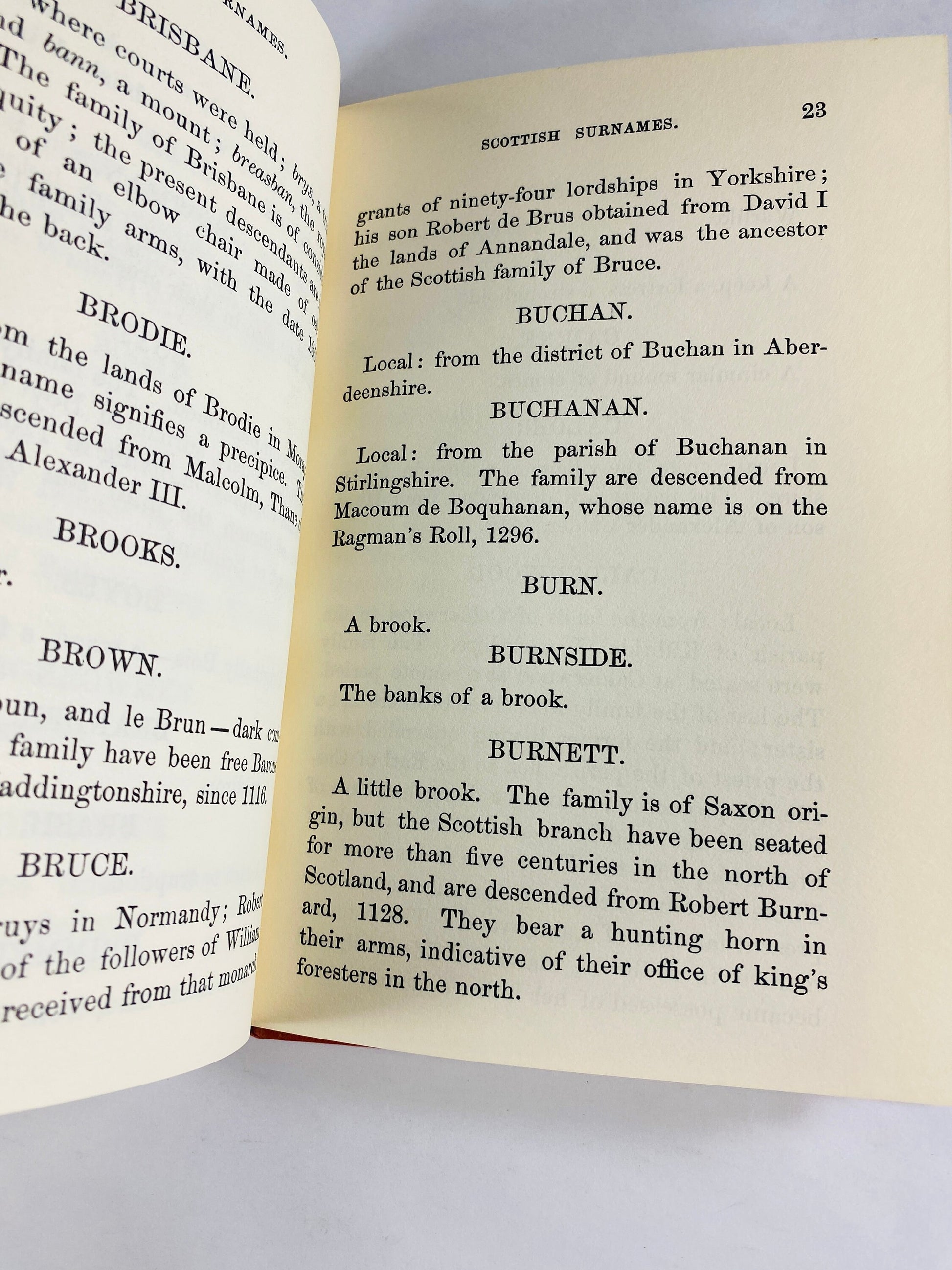 Scottish Surnames Origin and Signification vintage book by Clifford Sims Genealogy gift Father's Day Scotland home decor family lineage