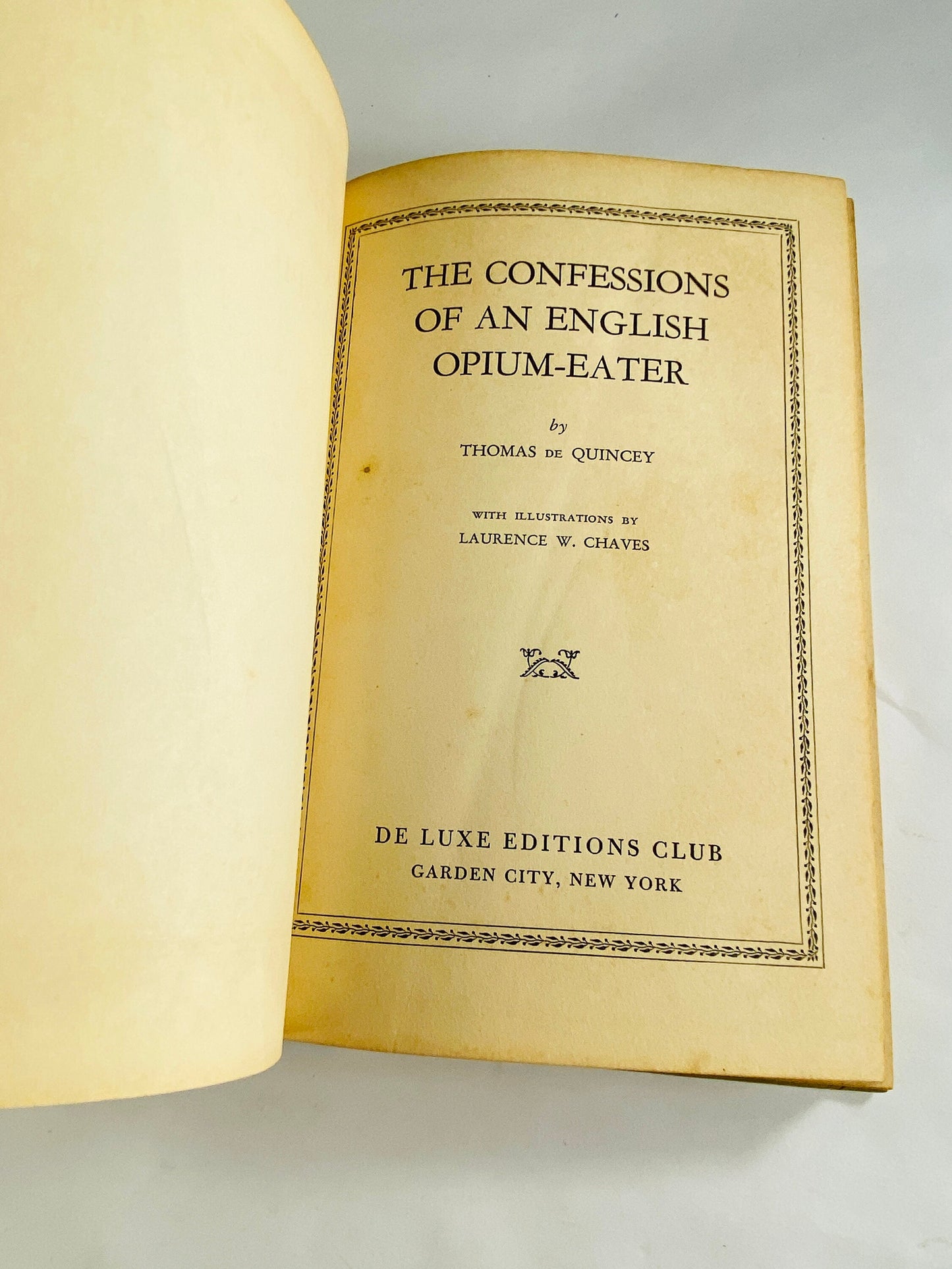 Confessions of an English Opium-Eater vintage book by Thomas De Quincey circa 1932