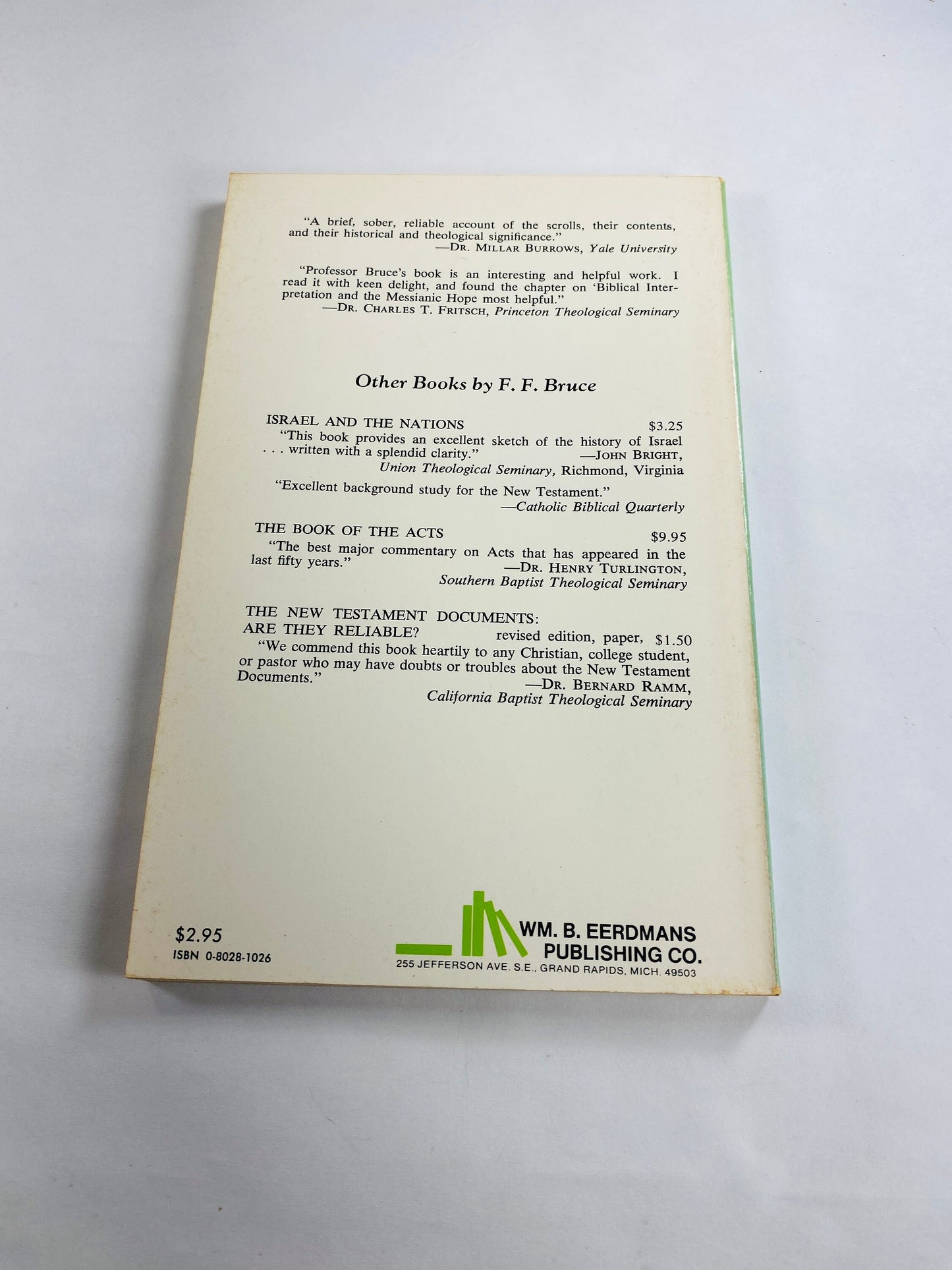 Second Thoughts on the Dead Sea Scrolls vintage paperback book by FF Bruce circa 1977