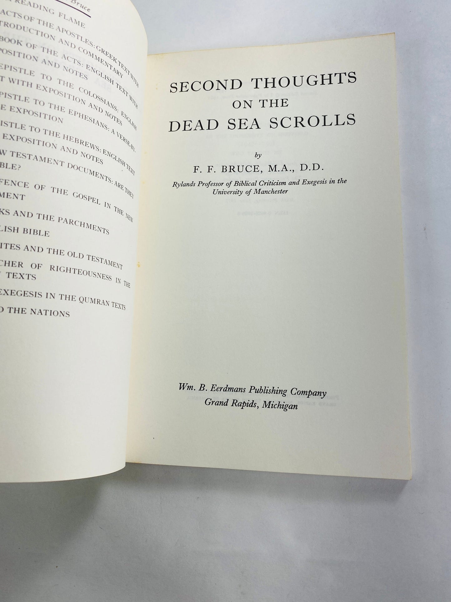 Second Thoughts on the Dead Sea Scrolls vintage paperback book by FF Bruce circa 1977